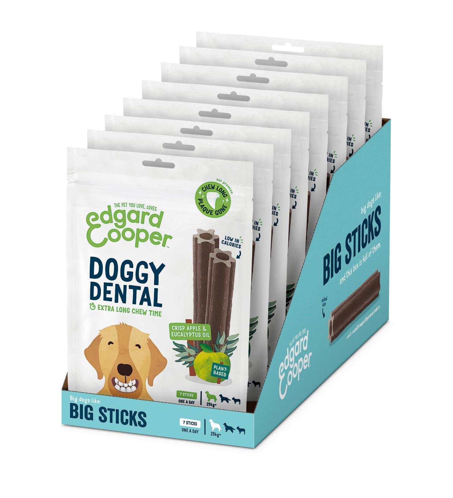 Edgard & Cooper Large Dog Dental Treats - 56 Sticks Eucalyptus & Apple Low-Calorie Fresh Breath 1.92kg - Ideal for Daily Chewing & Hygiene - Buy Online on GoSupps.com