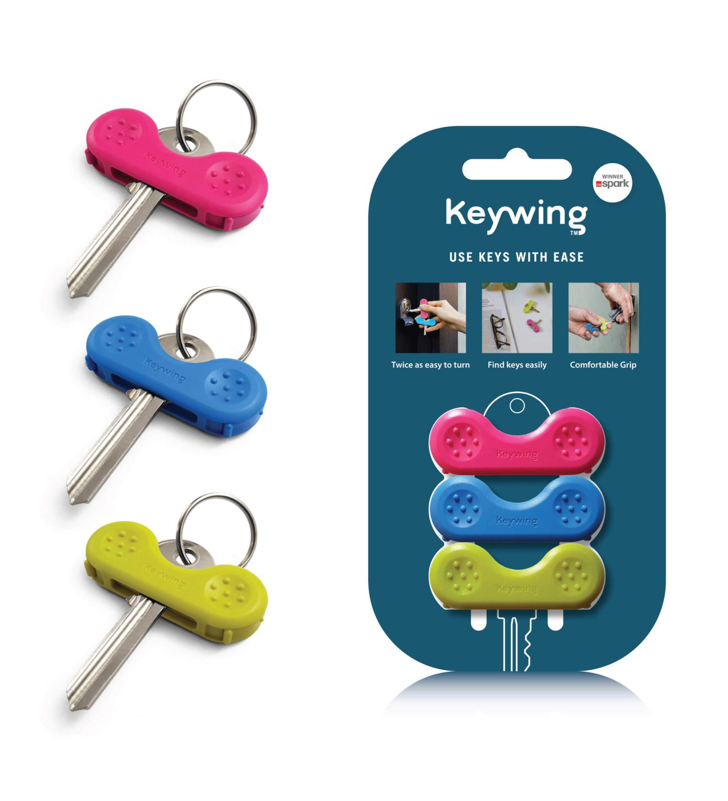 Keywing Key Turner Aid v2 Triple Pack - Easy-to-Use Key Holder for Rheumatoid Arthritis, MS, Parkinson's, Elderly with Weak Hands - Key Finder and Holder - Buy Online on GoSupps.com