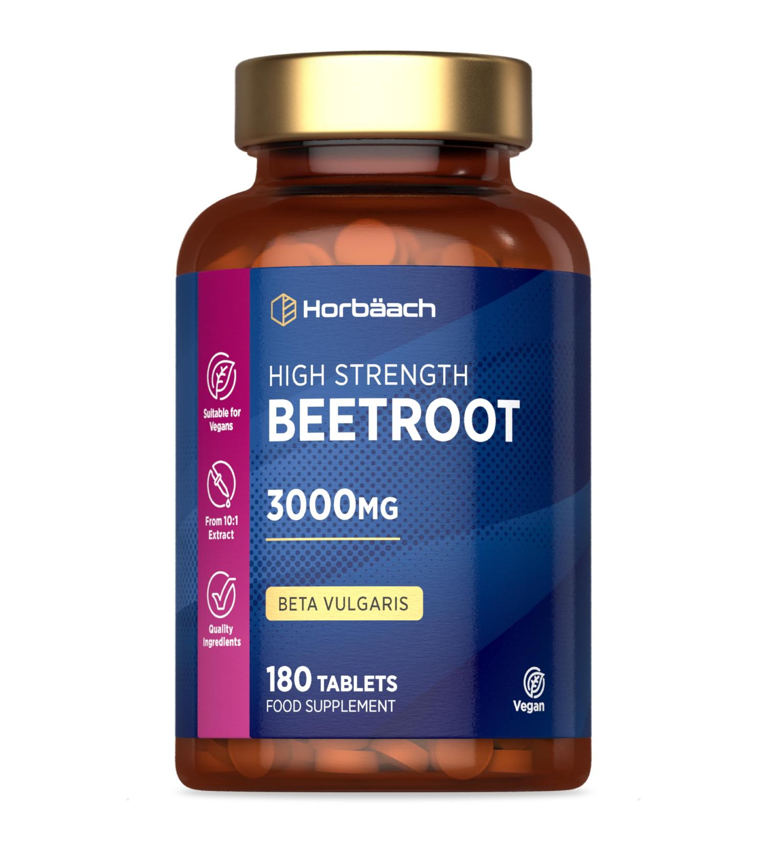 Horbaach Beetroot Extract 3000mg 180 Vegan Tablets Beetroot Extract Supplement Nitric oxide Horbach - Buy Online on GoSupps.com