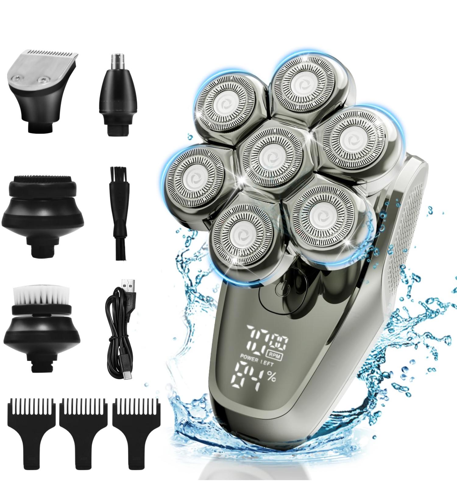 Head Shaver for Men Upgraded 7D Rotary Head Shaver for Bald Men IPX7 Waterproof Wet/Dry Electric Razor with LED Display Rechargeable&Detachable Beard Grooming Kit Type-C Charge for Home Travel - Buy Online on GoSupps.com