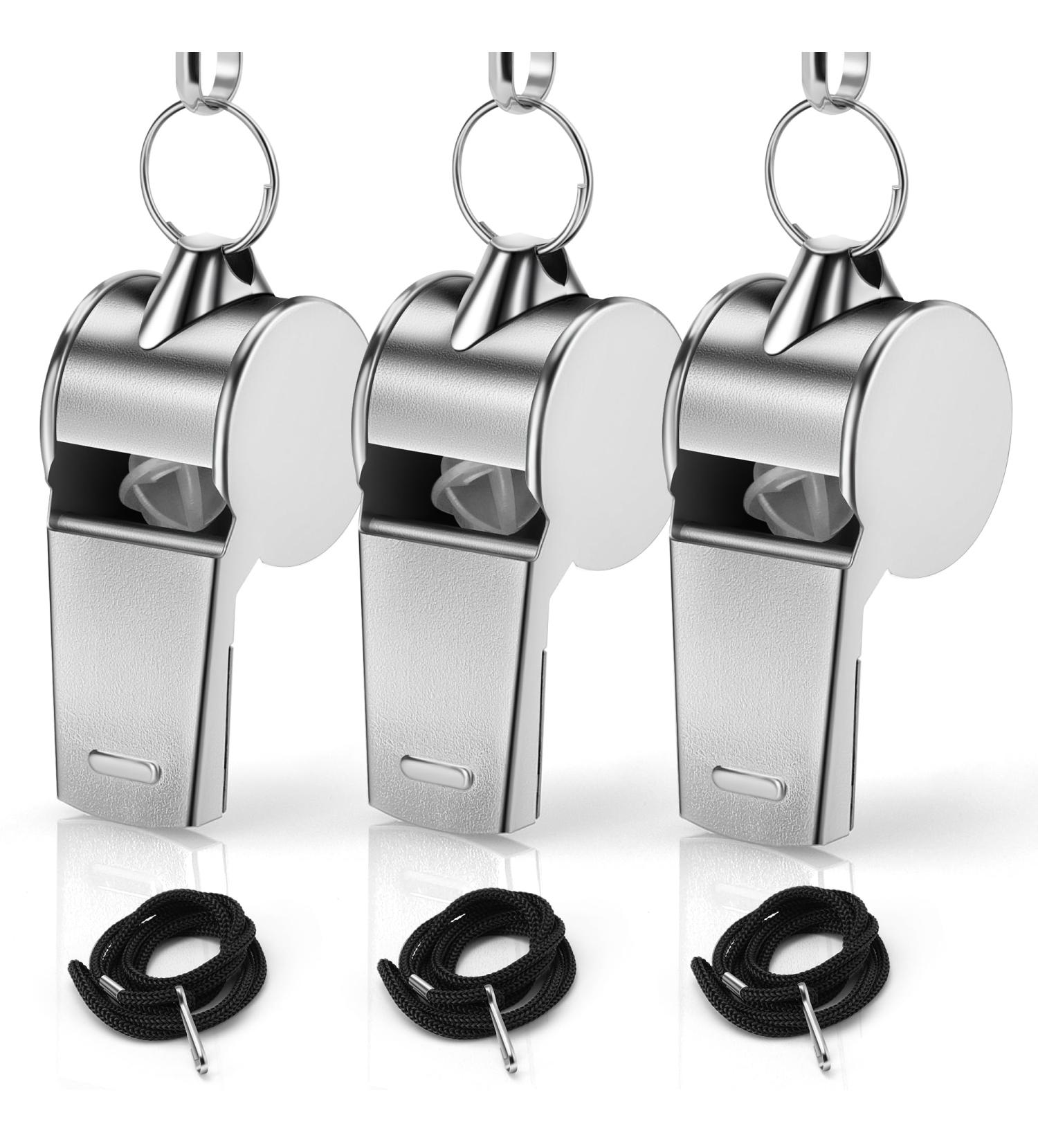 Huoberr Trillerfeife - 3 Stainless Steel Referee Whistles | Loud 120 dB | Ideal for Coaches & Officials with Lanyard - Buy Online on GoSupps.com