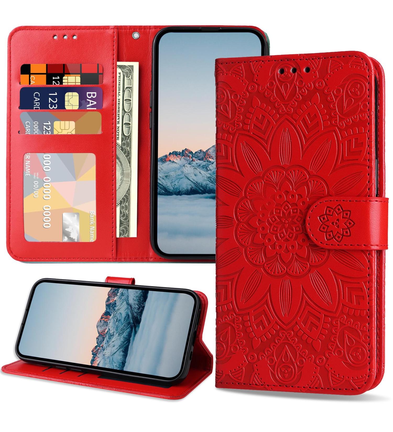Buy SRISHP PU Leather Flip Wallet Case for Oppo Reno 8t 5G & Oppo A1 Pro - Red Magnetic Folding Cover & Protective Case - Buy Online on GoSupps.com