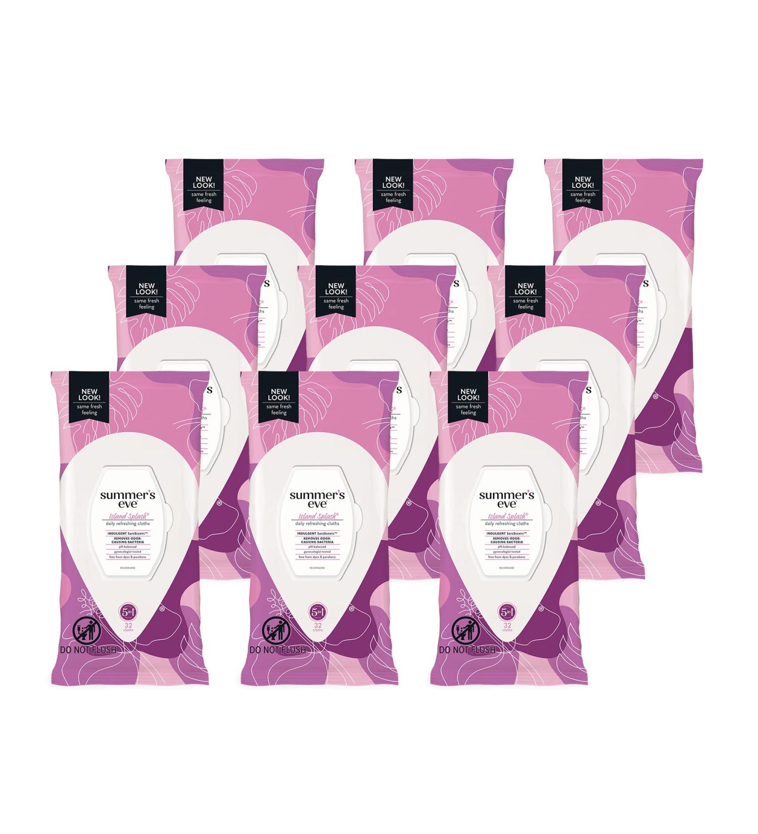 Summer's Eve Island Splash Feminine Wipes - pH Balanced, 32 Count, 12 Pack - Buy Online on GoSupps.com