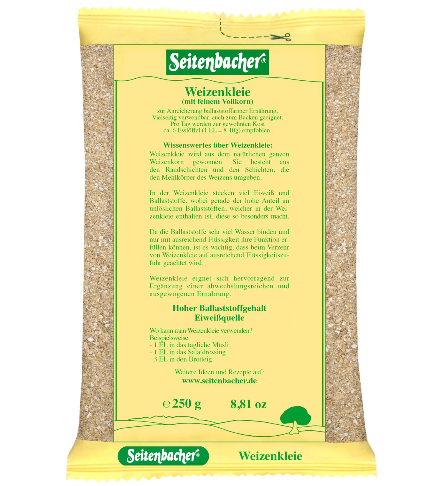 Buy Seitenbacher Wheat Bran - Pack of 12 (12 x 250g) | International Shipping Available - Buy Online on GoSupps.com