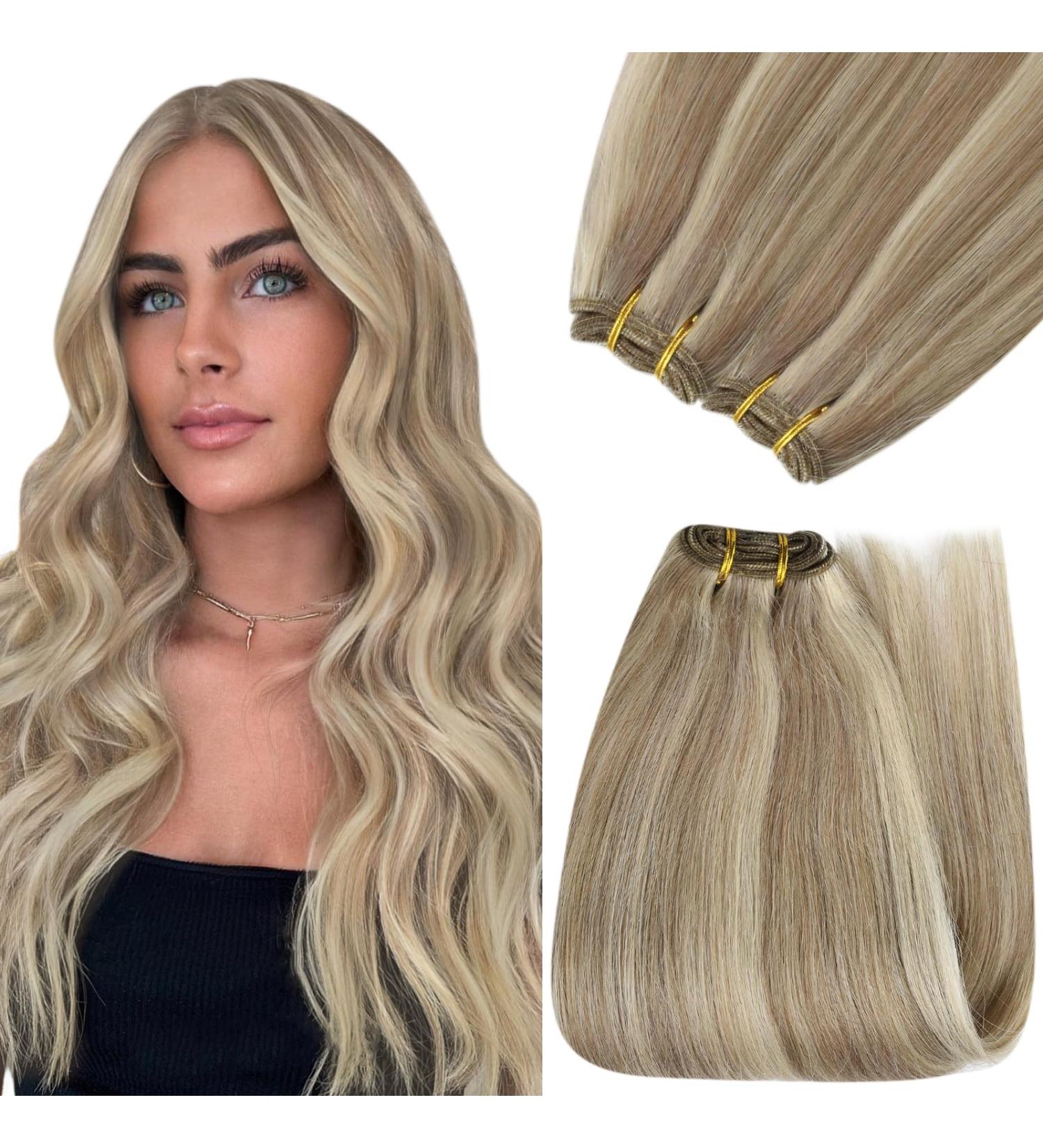 Youngsee Real Hair Extensions - 55cm Brown & Blonde Remy Weft 100g Long Weave - Premium Quality Hair Treats - Buy Online on GoSupps.com