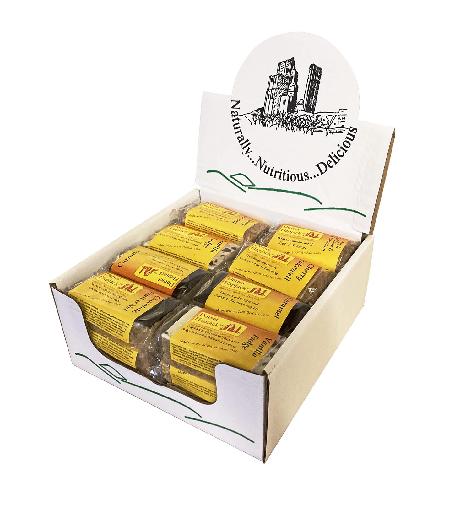 Dorset Flapjacks Variety Pack | 100% British Oats | Vegetarian-Friendly | 24 Bars Box | Cherry Sultana, Chocolate, Fruit, Toffee, Traditional, Yoghurt | Pack of 24 - Buy Online on GoSupps.com