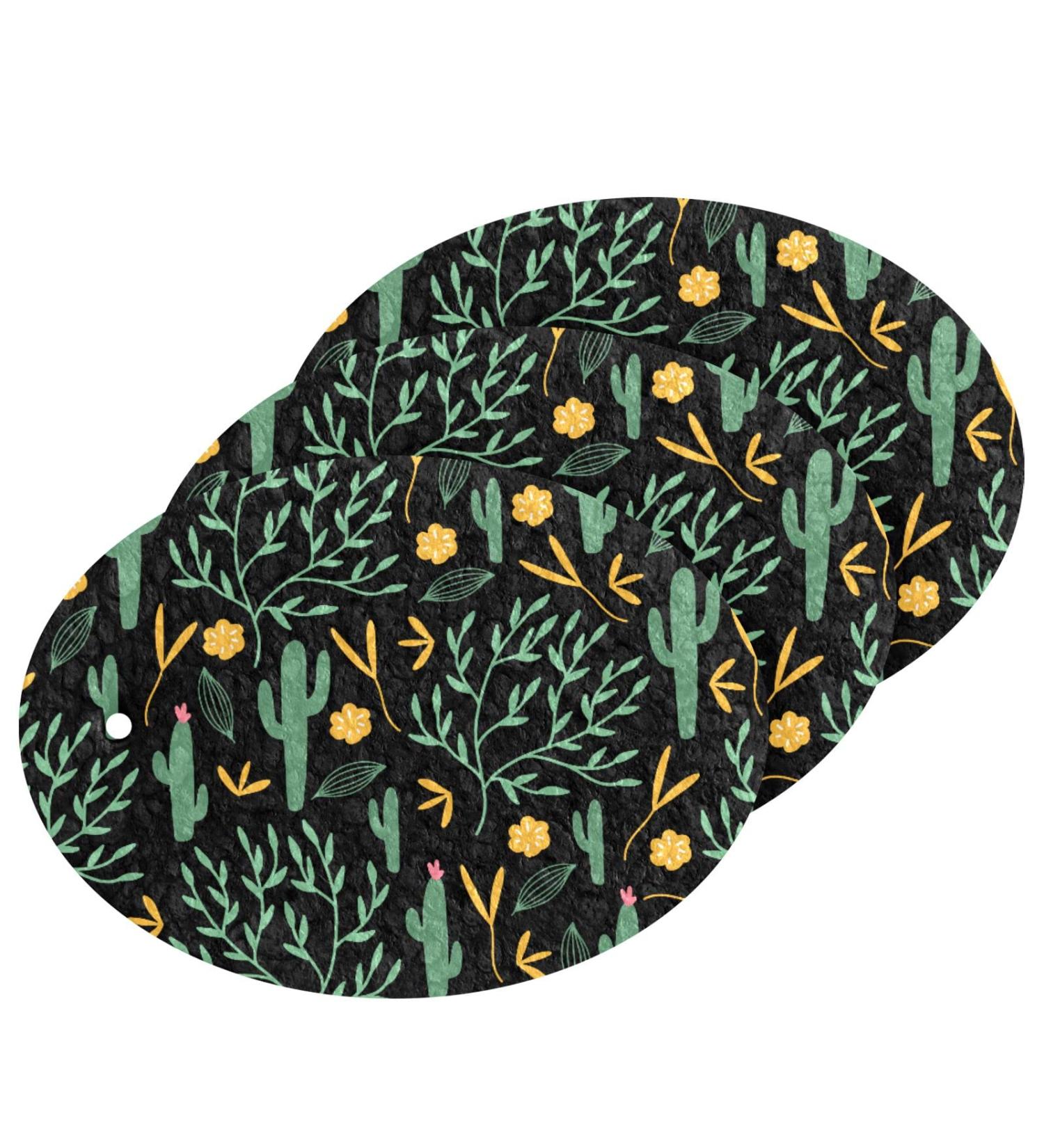 3-Pack Cleaning Kitchen Sponges Oval Cactus and Tree Kitchen Cellulose Dishwashing Wood Pulp Cotton - Buy Online on GoSupps.com