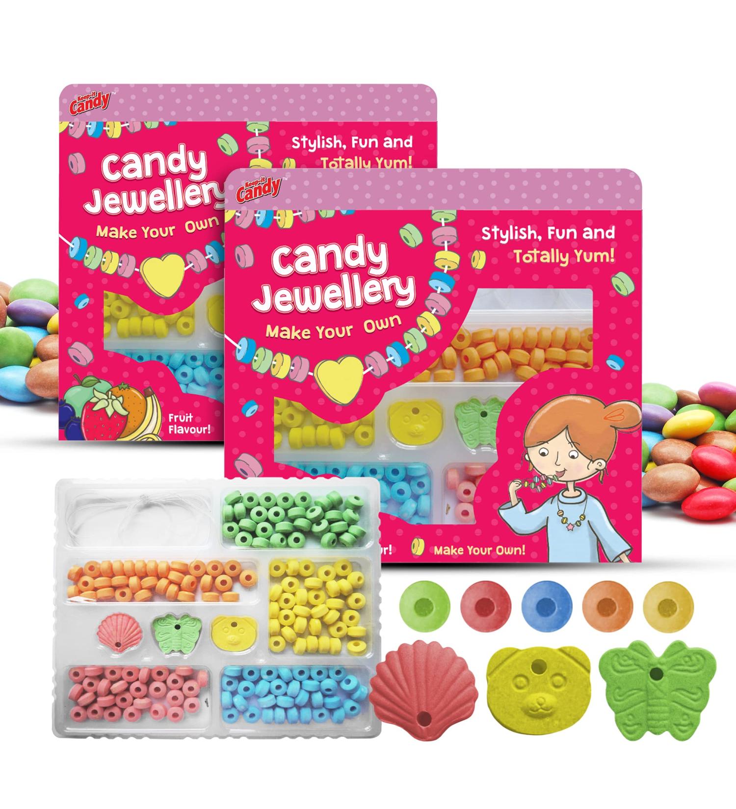 Girls Candy Jewellery Making Kit - Create Your Own Candy Necklace & Bracelet | 80g Candy Sweets | SOL 2pk Kit with Sticker - Buy Online on GoSupps.com