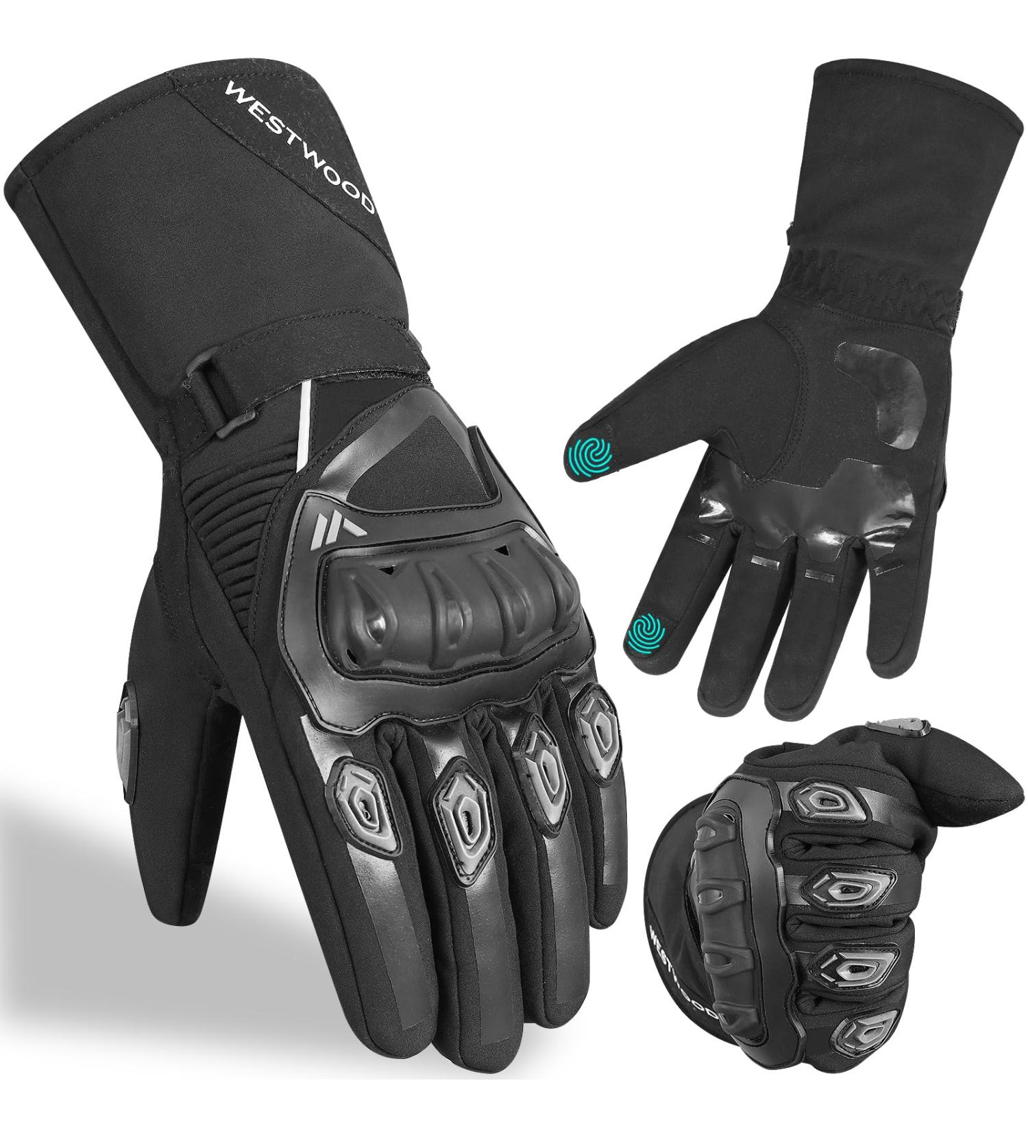 Westwood Fox Winter Motorcycle Gloves - Waterproof Touchscreen Warm & Protective for Men & Women | Ideal for BMX ATV UTV & Mountain Biking - Black - Buy Online on GoSupps.com