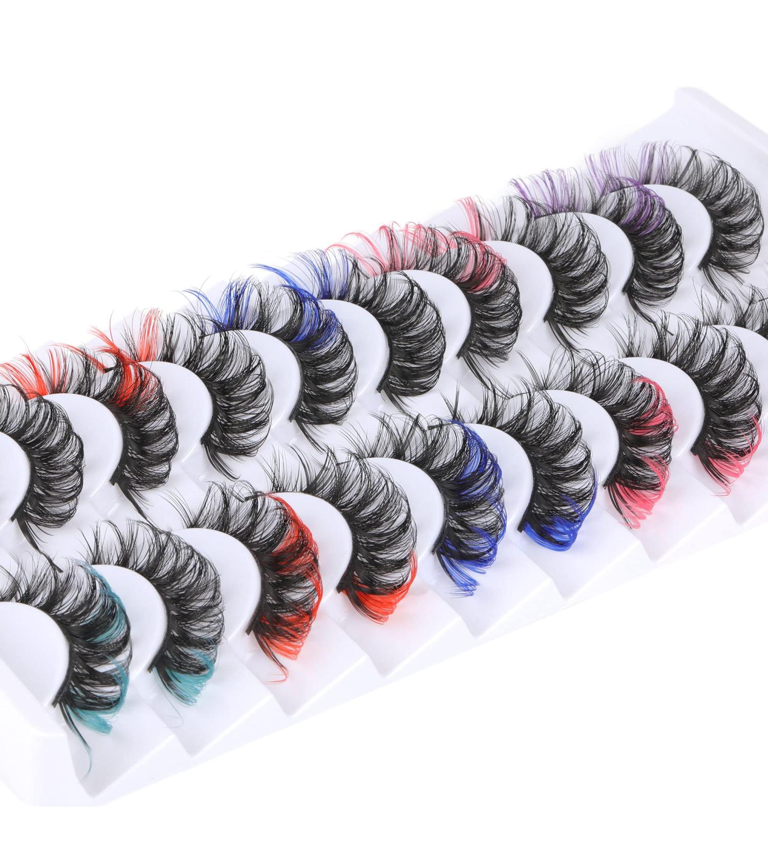 ALPHONSE Colored Russian Strip False Lashes - D Curl Fluffy Volume Curly Faux Mink 10 Pairs - Buy Online on GoSupps.com
