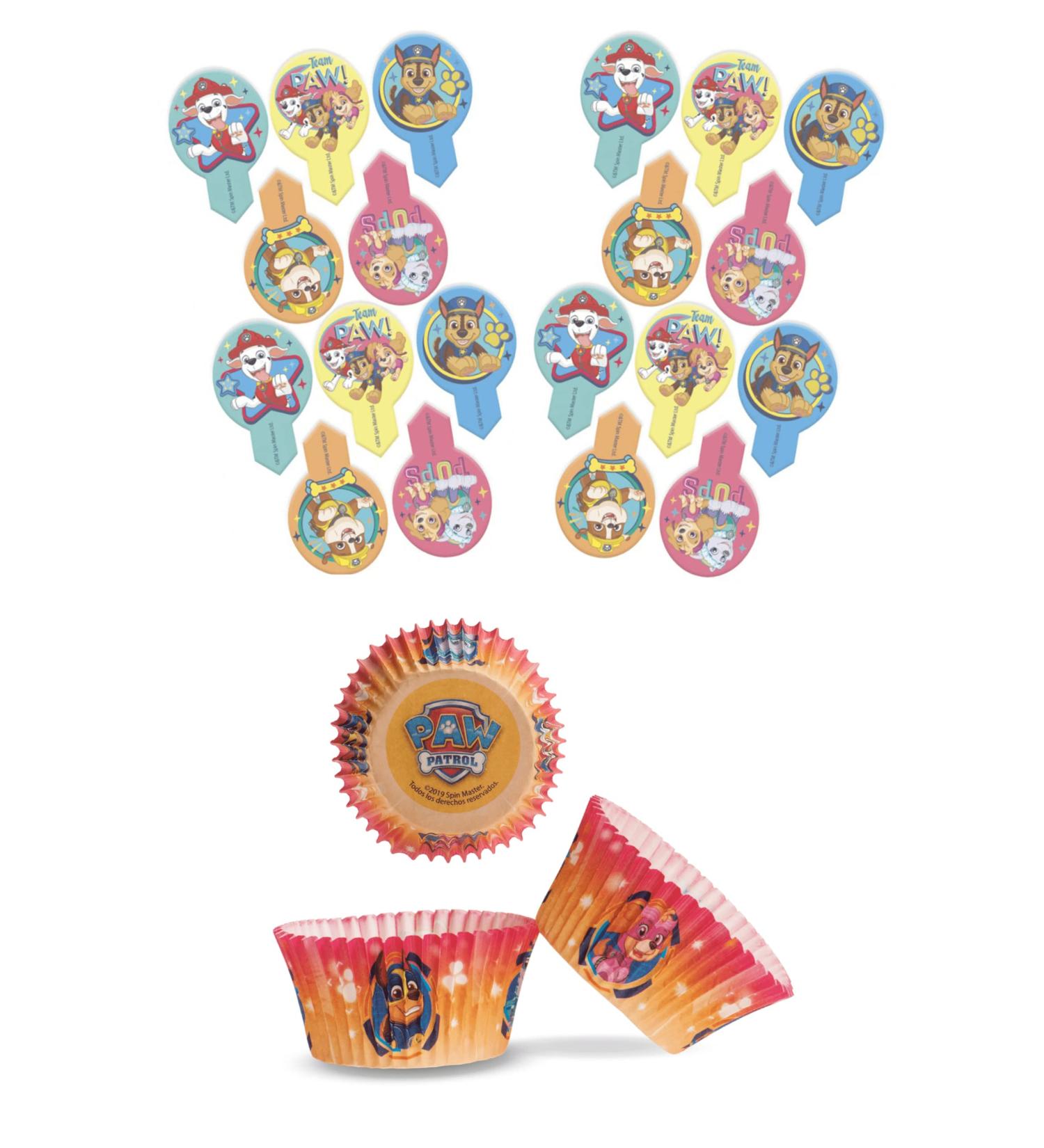Buy Paw Patrol Set: 20 Edible Pins + 25 Muffin Cups - Perfect Cake Decoration for Children's Birthday Parties - Buy Online on GoSupps.com