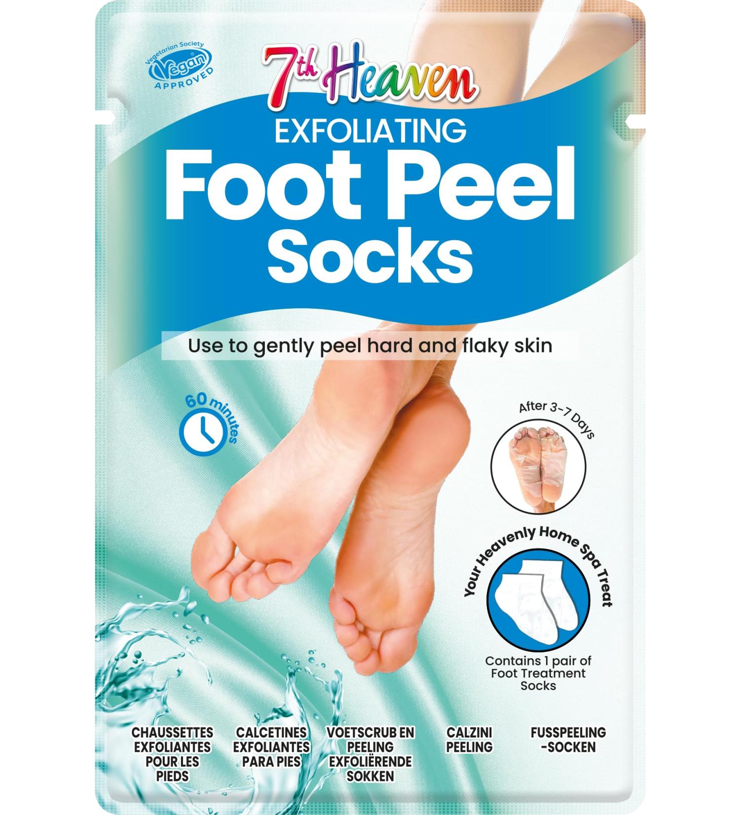 7th Heaven Exfoliating Foot Peel Socks (1 Pair). Foot Peeling Masks to Renew Feet. Vegan Foot Masks with Glycolic Acid. Exfoliating Foot Peel Mask for Hard Skin - Genuine 7th Heaven Foot Treatment - Buy Online on GoSupps.com