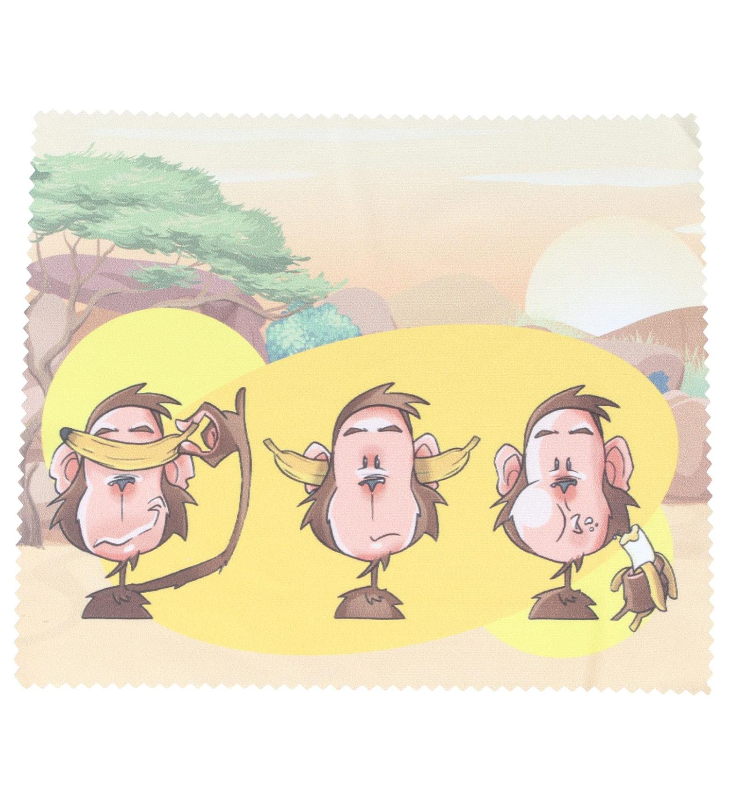 Microfibre cloth in finest quality MONKEY CARTOON with cute motif 15 x 18 cm