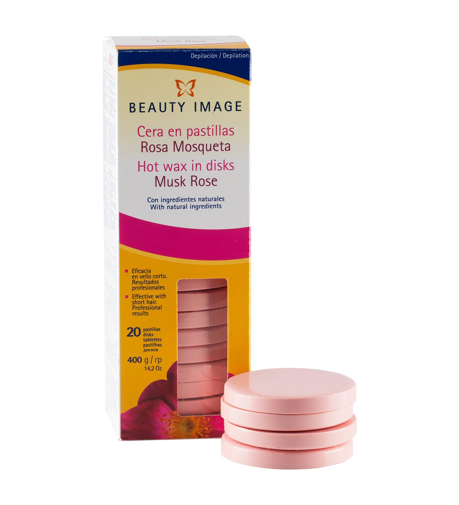 Beauty Image Hot Wax Hair Removal Plate - Pink Mosqueta | Natural Wax for Short Hair (20 Units) - Stripe-Free & Effective - Buy Online on GoSupps.com