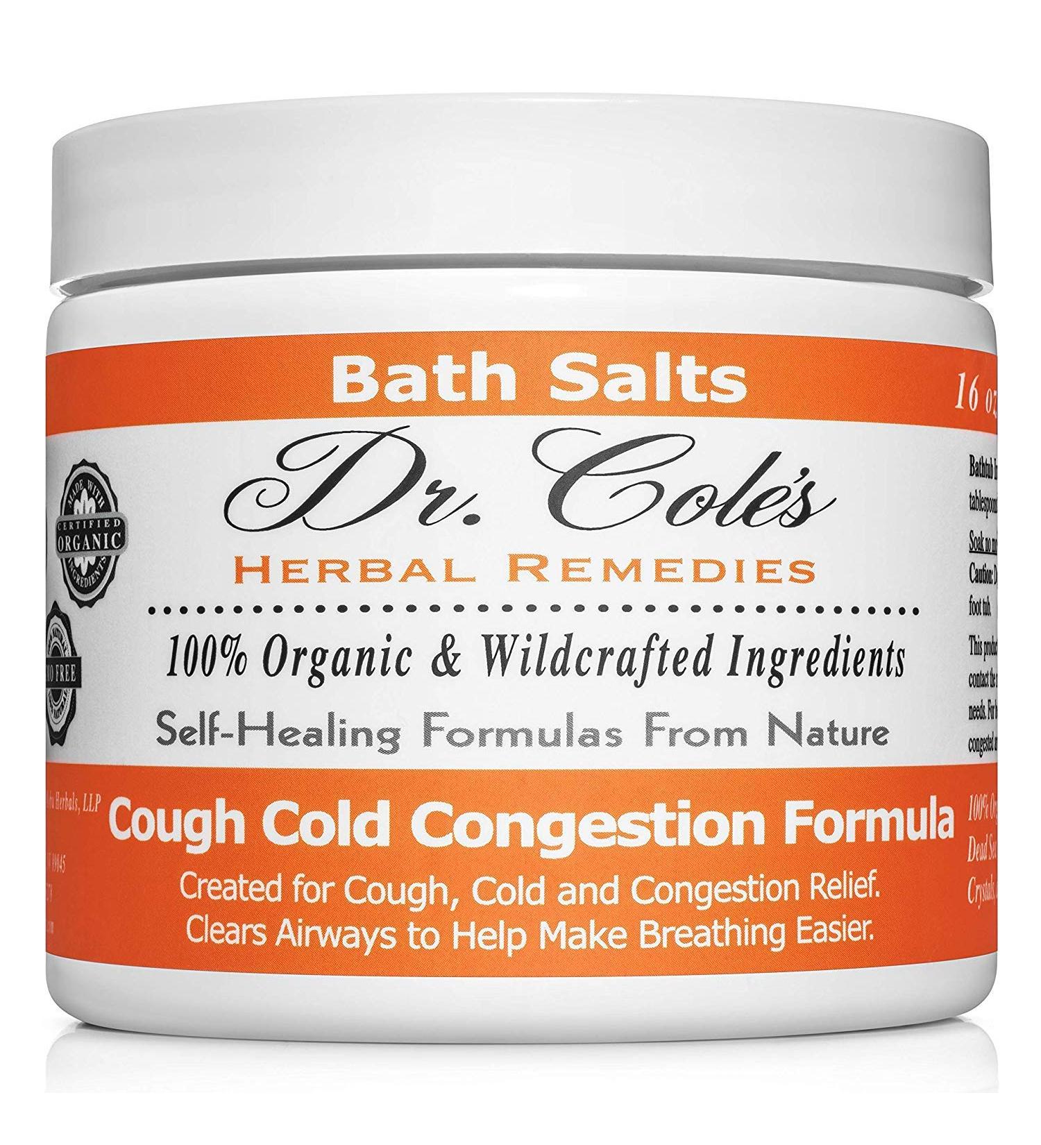 Dr. Cole's Organic Cough Cold Congestion Bath Salts - Extra Strength Relief for Airways & Breathing - Self-Healing Formula - Buy Online on GoSupps.com