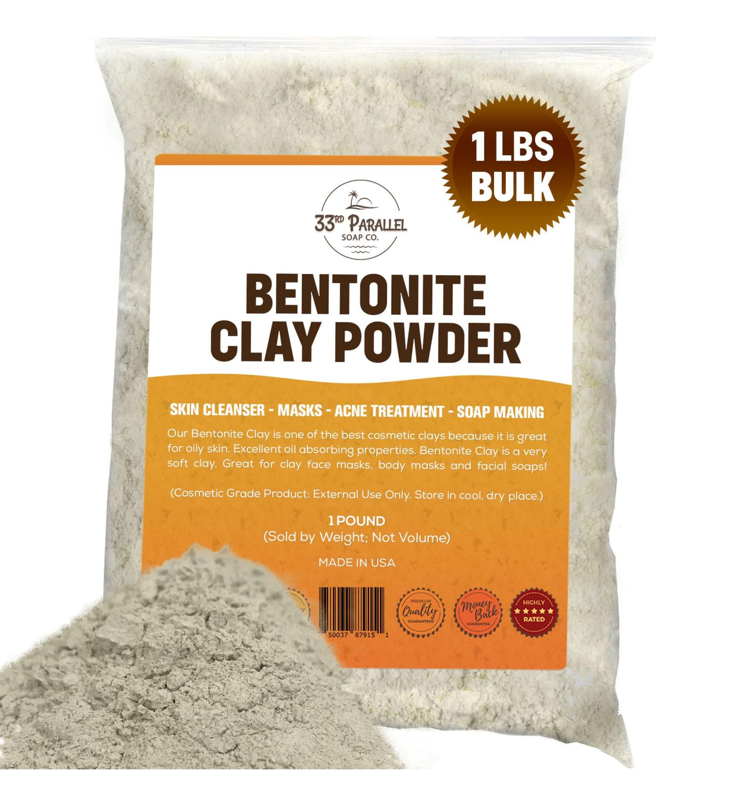 Organic Bentonite Clay Powder 1 LBS - 100% Natural Cosmetic Grade for Facials Masks Soaps & More | International Shipping Available - Buy Online on GoSupps.com