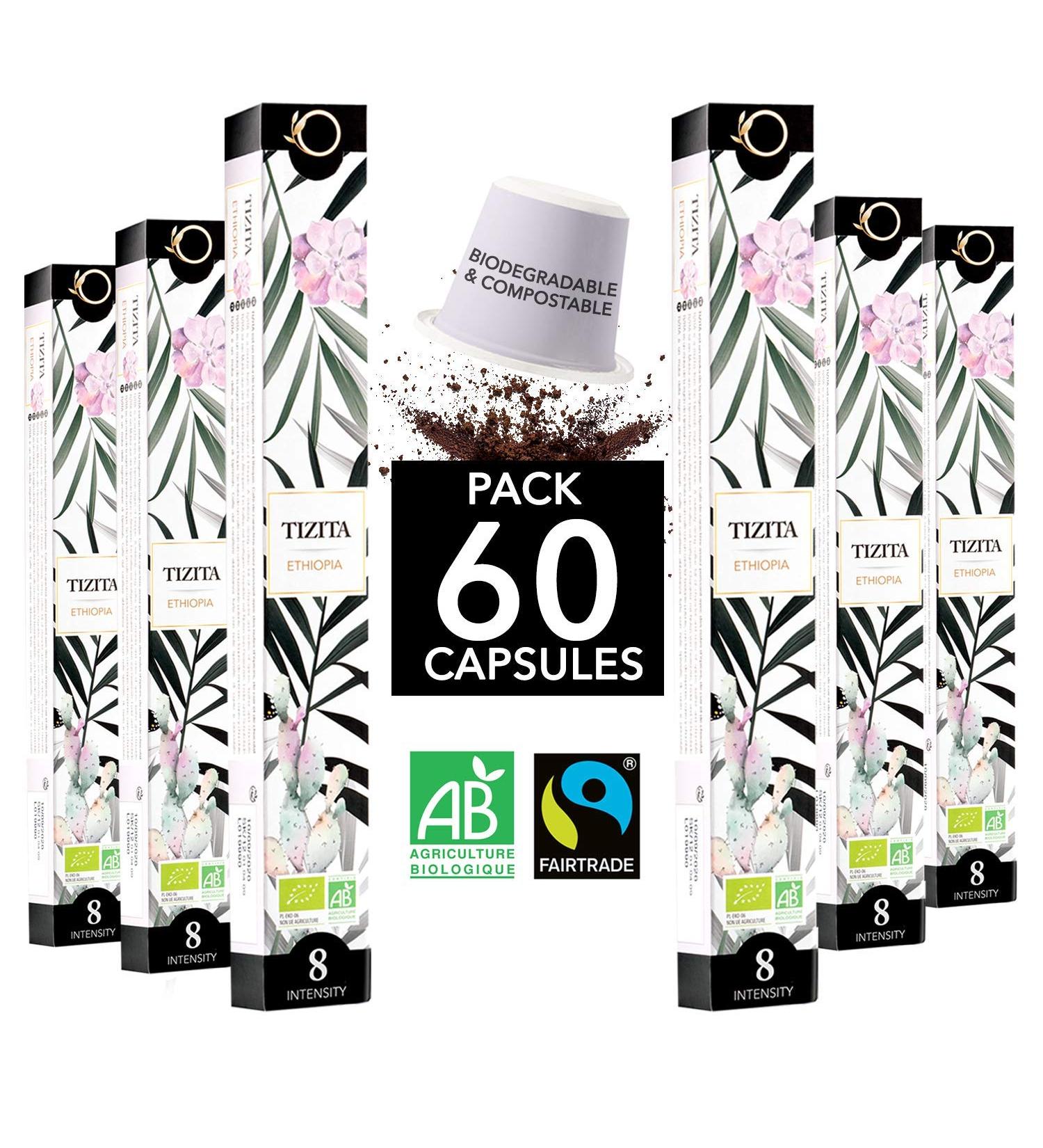  Origeens ORIGEENS Nespresso Compatible Capsules | Organic Coffee Fairtrade Arabica Single Origin Ethiopia (Mocha) TIZITA | 60 Bio - Buy Online on GoSupps.com