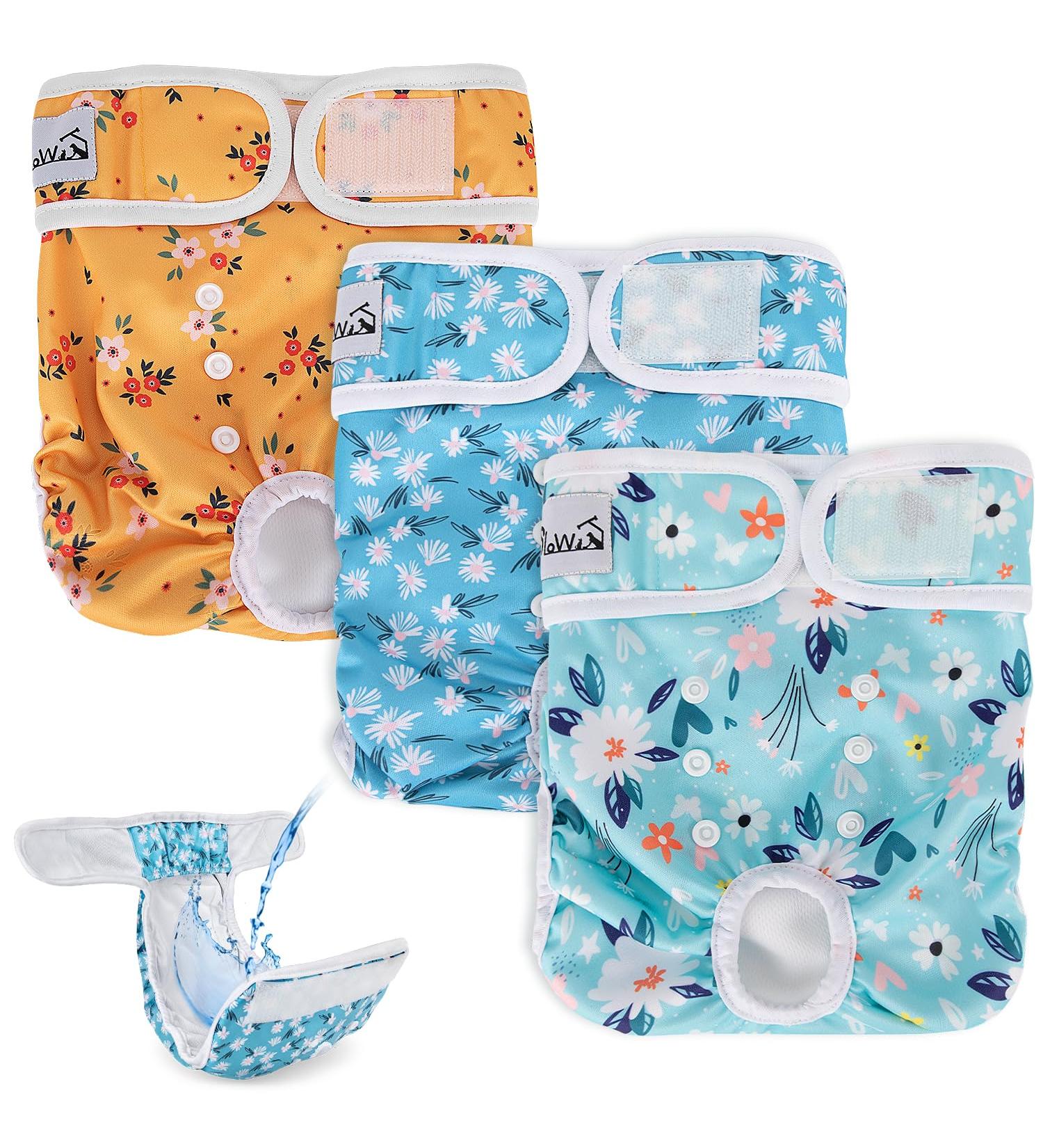 Slowton Dog Diapers for Bitches - Washable Soft Eco-Friendly Adjustable Heat Pants for Incontinence & Heat - 3 Pack - Buy Online on GoSupps.com