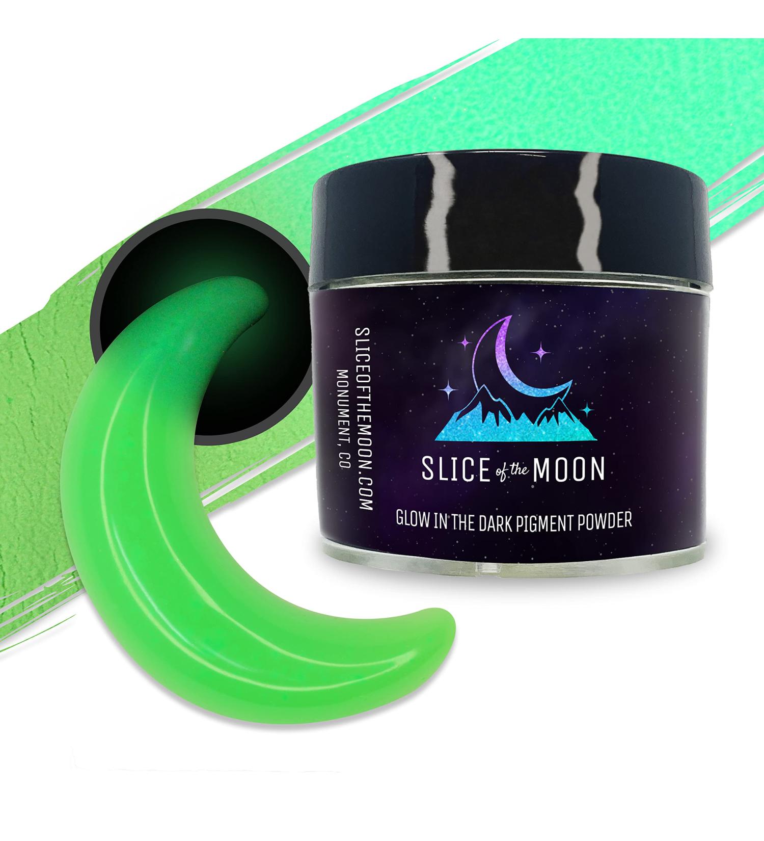 Slice of the Moon Green Glow-in-The-Dark Luminescent Pigment Powder - 1oz Jar for Cosmetics, Epoxy Resin, Art Projects & Crafts - Buy Online on GoSupps.com