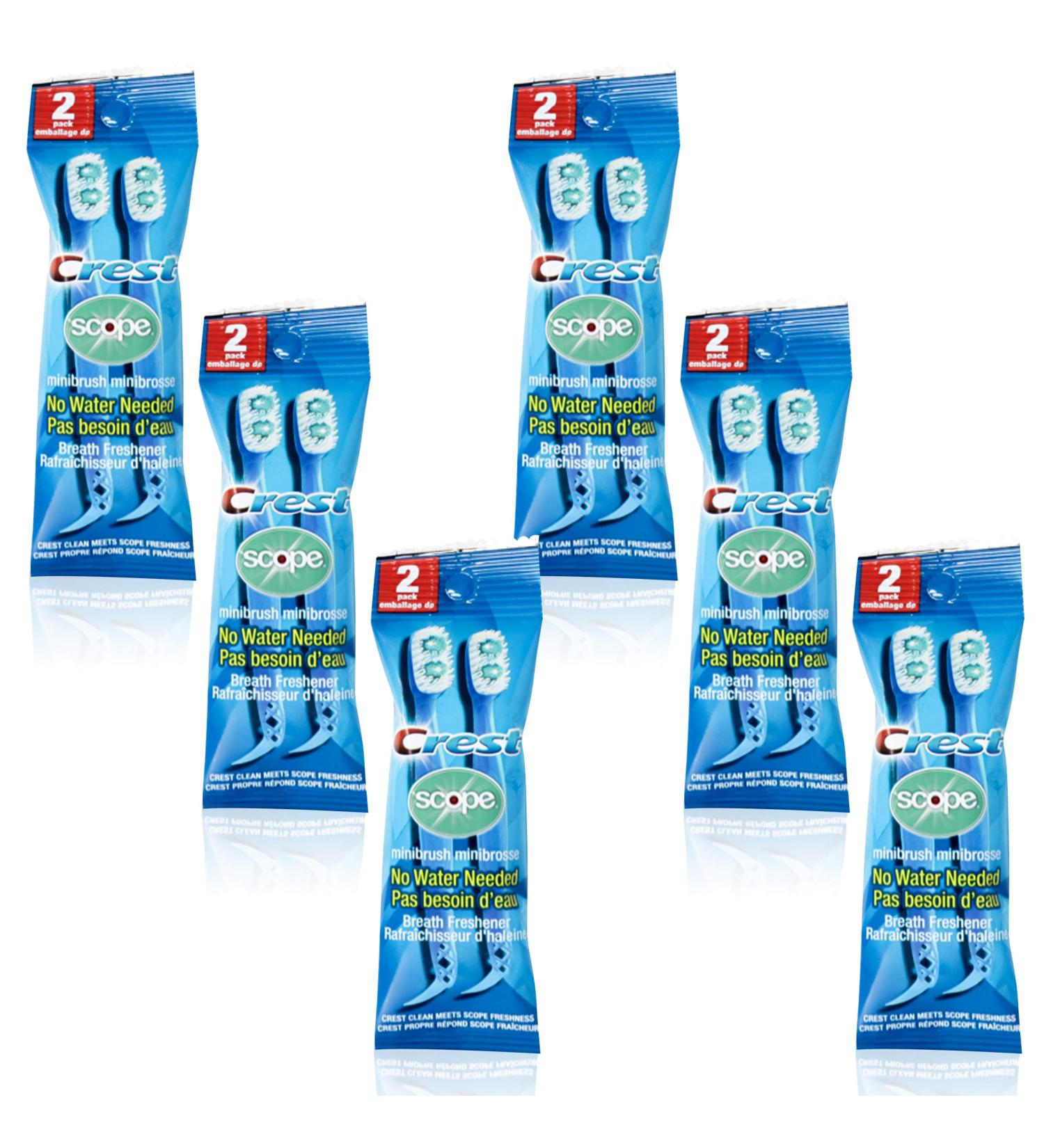 Crest Scope Mini Brushes - Disposable Toothbrushes with Toothpaste and Pick for Work or Travel (12 Count, 6 Pack) - Buy Online on GoSupps.com