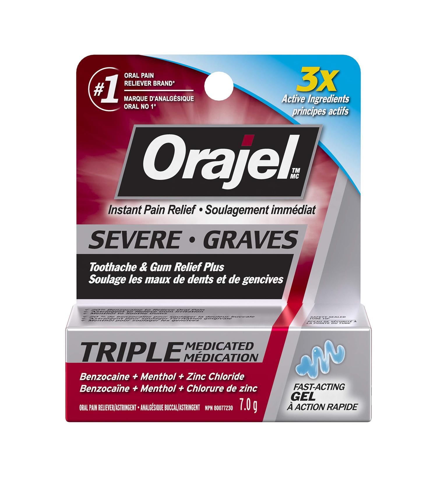 Orajel Severe Toothache and Gum Relief Plus Triple Medicated Gel 7-g - Buy Online on GoSupps.com