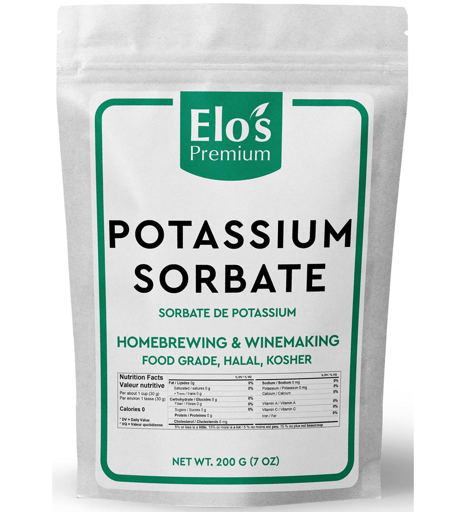 Potassium Sorbate (200g) by Elo s Premium Food Grade Great for Winemaking Cooking and General Use Packaged In Canada Can Be Used As Preservatives - Buy Online on GoSupps.com
