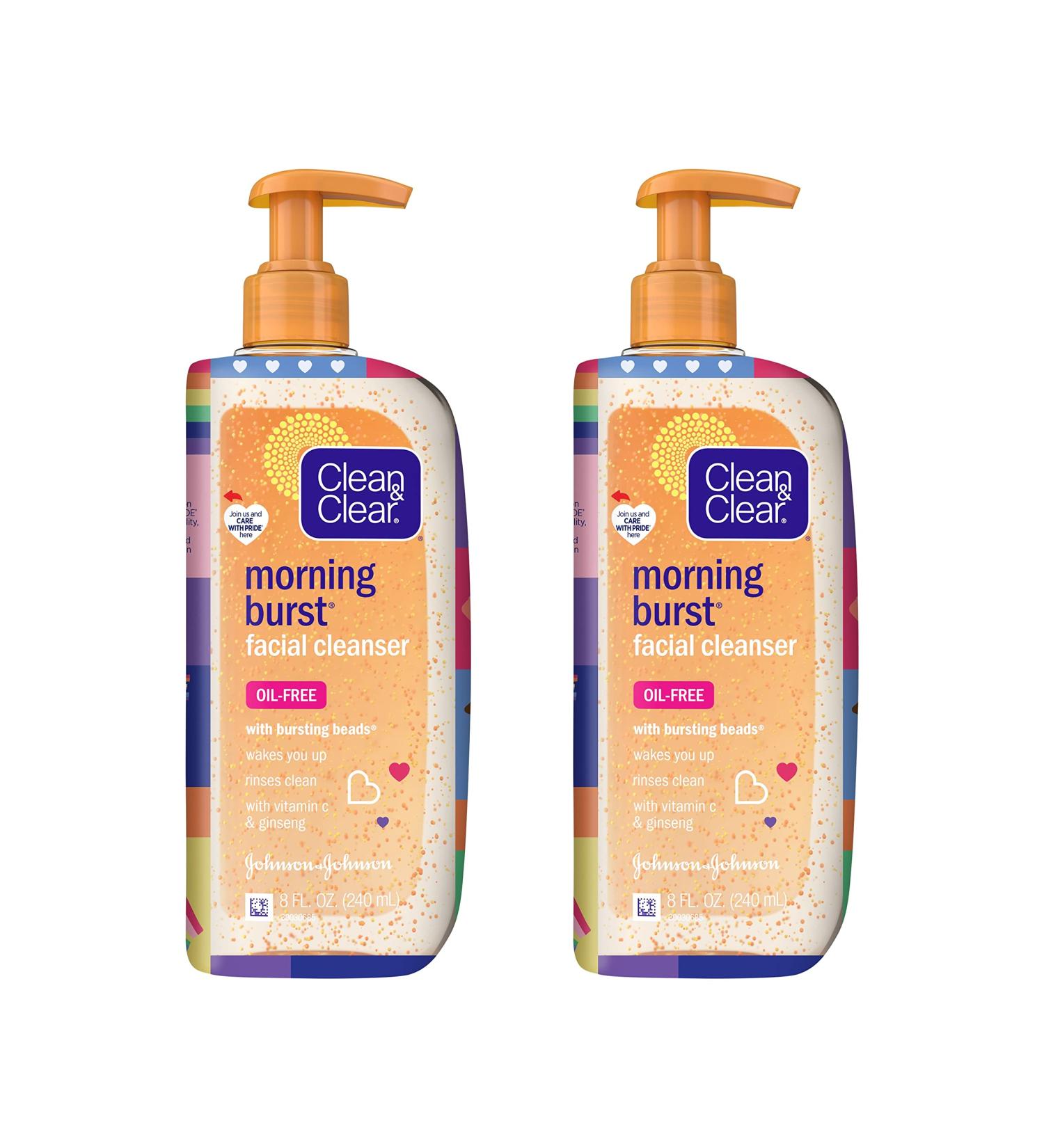 Clean & Clear Morning Burst Brightening Vitamin C & Ginseng Facial Cleanser 2-Pack 8 Fl. Oz - Hypoallergenic Daily Face Wash with Pride Packaging - Buy Online on GoSupps.com
