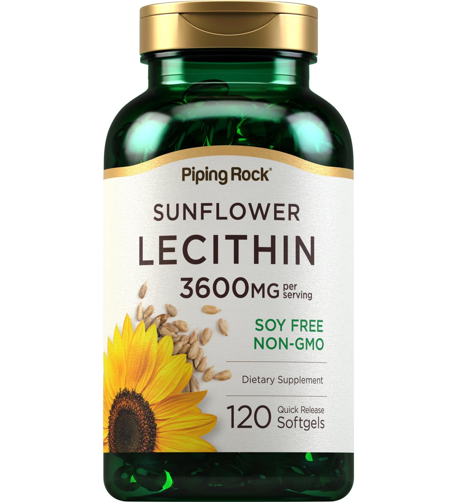 Buy Piping Rock Sunflower Lecithin Softgel Capsules - 120 Count Soy Free Non-GMO Gluten Free | Rich in Phosphatidylcholine for Optimal Health - Buy Online on GoSupps.com