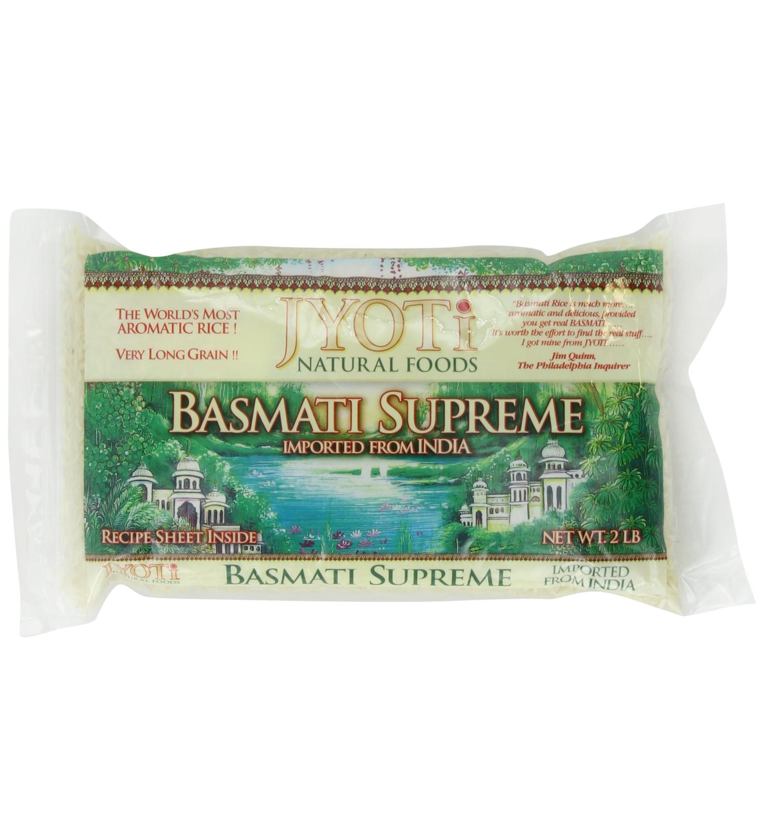 Jyoti Basmati Supreme Rice â€“ 6 Bags (32 oz Each) | Long Grain, Non-GMO, Vegan & All-Natural - Buy Online on GoSupps.com