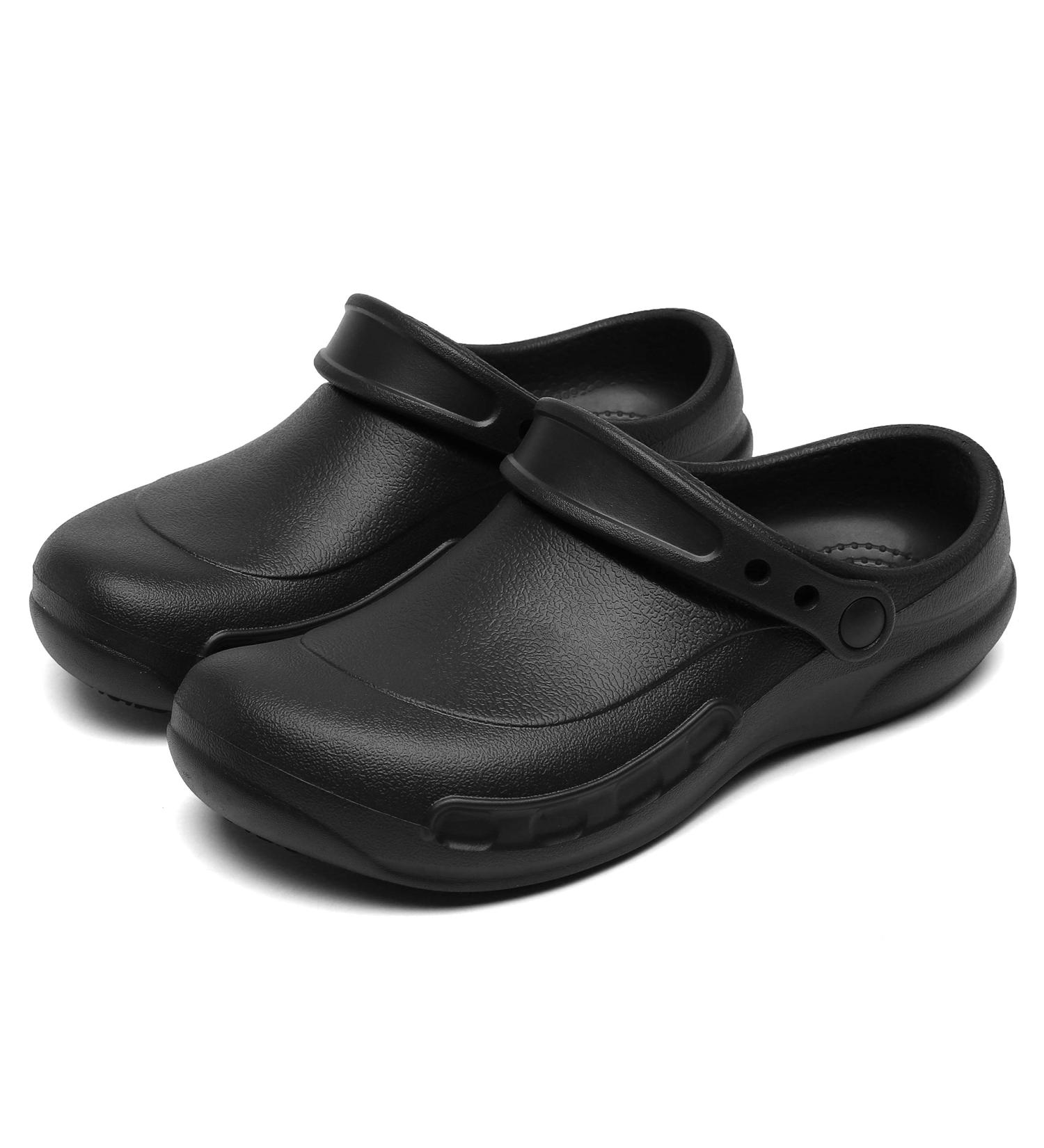 JSWEI Chef Shoes Clogs - Non Slip Oil Resistant Kitchen Work Safety Shoes - Black, Size 13 Women/11 Men - Buy Online on GoSupps.com