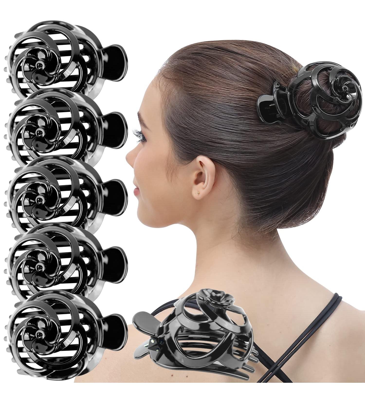 RC ROCHE 6 Pieces Octopus Bun Hair Clips - Firm Hold Non-Slip Claws for Thick Hair - Large Black Hair Accessories for Women - Buy Online on GoSupps.com