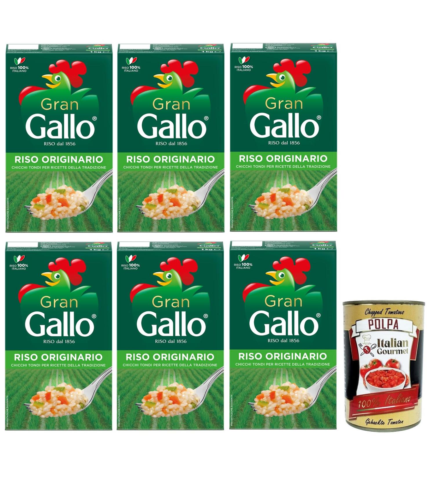  Italian Gourmet E.R. Gran Gallo Riso Originario 100% Italian Rice 15 Minute Cooking Time Ideal for Preparing 1 kg Pack + Gourmet Italian Tomato Pulp Box - Buy Online on GoSupps.com
