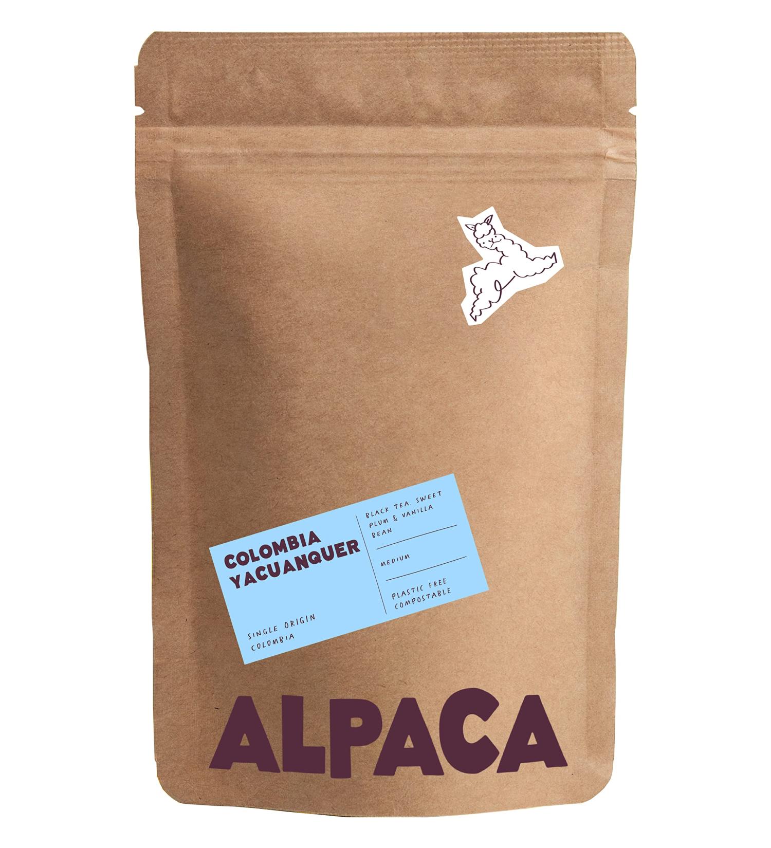 Organic Alpaca Whole Bean Coffee - 100% Arabica Beans from Colombia Yacuanquer | Plastic-Free & Speciality Blend | 1kg Pack for French Press & Espresso - Buy Online on GoSupps.com