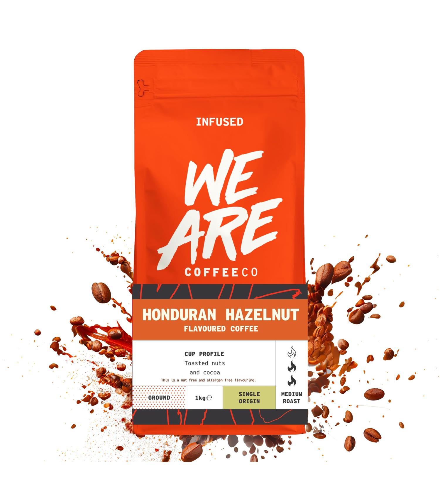 Honduras Hazelnut Flavoured Ground Coffee - 1kg Bag | Nuts & Cocoa Notes | Medium Roast Arabica | Single Origin | Omni Grind | Freshly Roasted by We Are Coffee Co - Buy Online on GoSupps.com