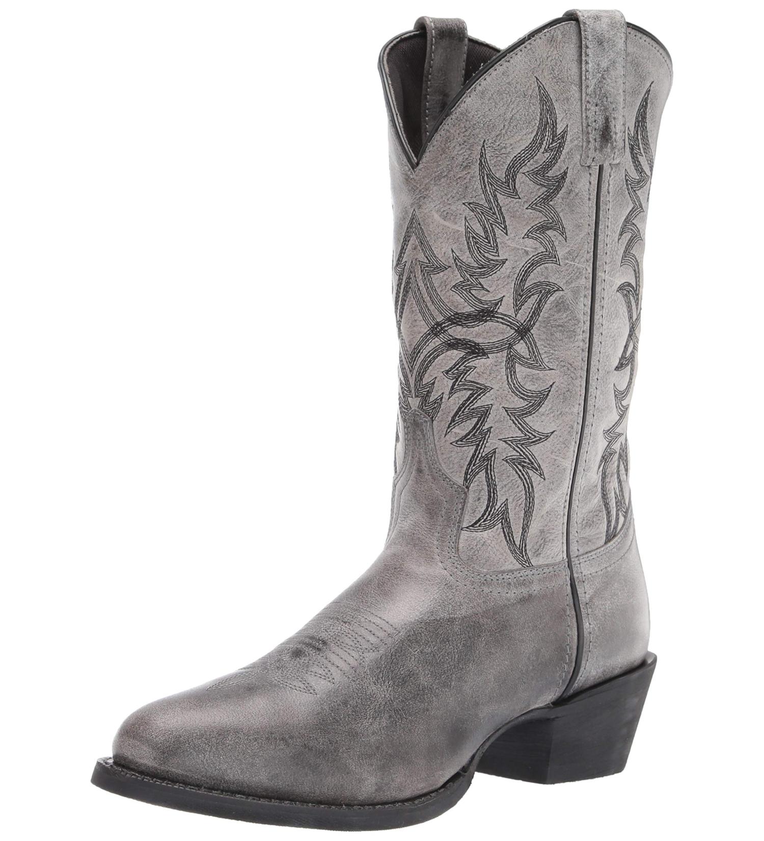 Laredo Men's Harding Waxed Leather Cowboy Boots - Grey (10.5 X-Wide) - Buy Online on GoSupps.com