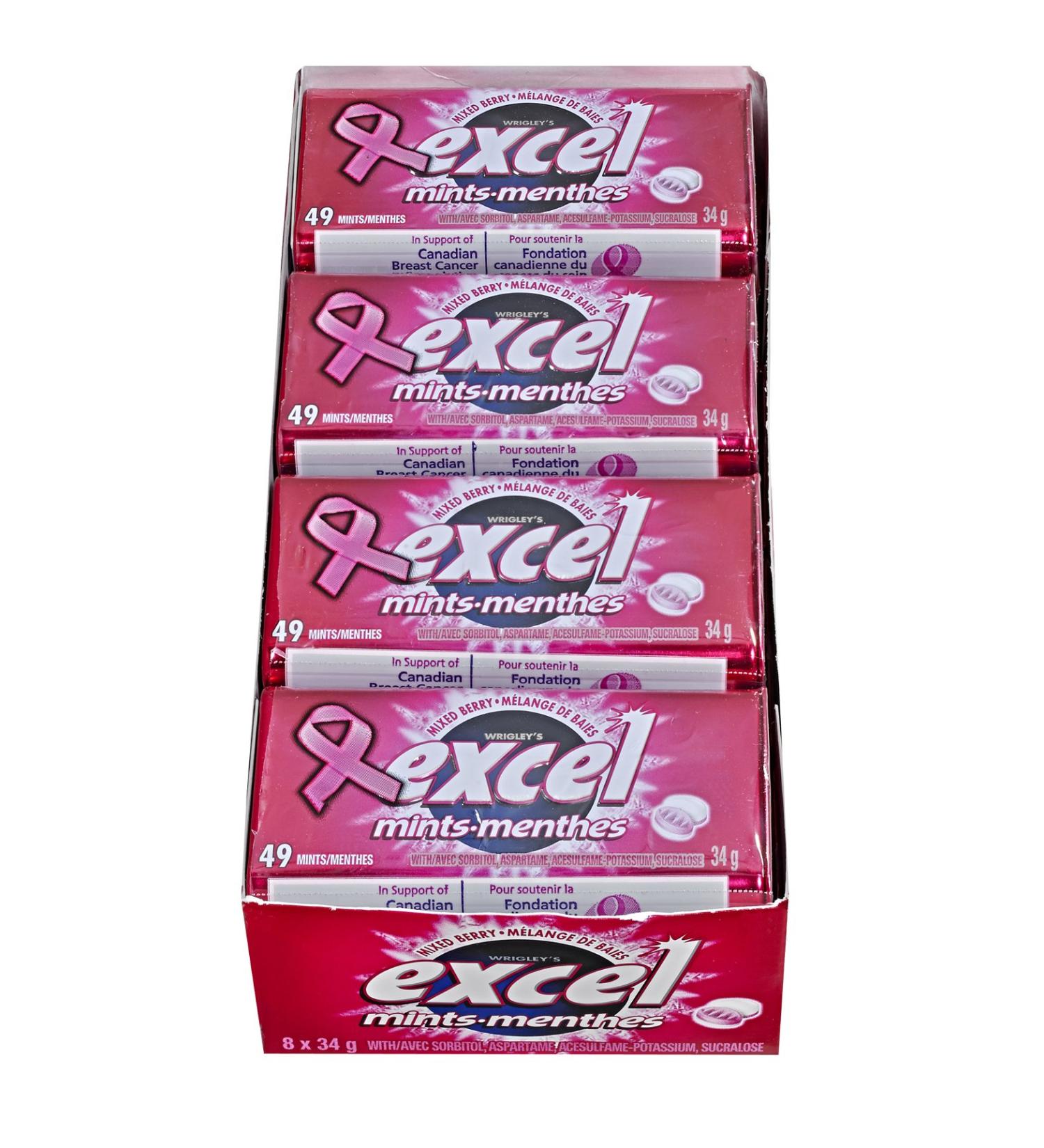 EXCEL Mixed Berry Flavoured Mints 34g Tin 8 Packs Mixed Berry Spearmint - Buy Online on GoSupps.com