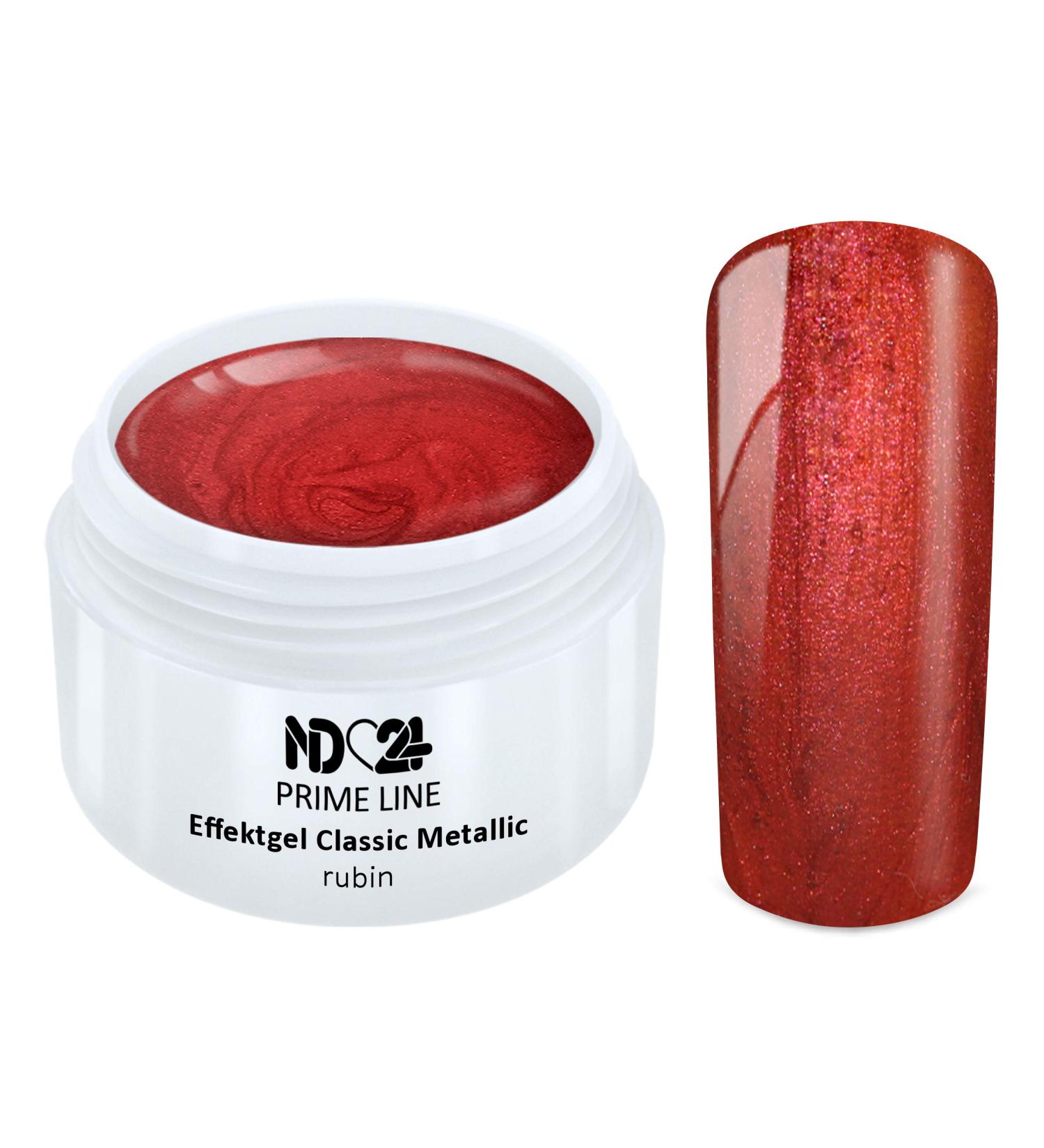 Prime Line - Uv Led Gel Metallic Effect Ruby Red - Made in Germany - 5ml