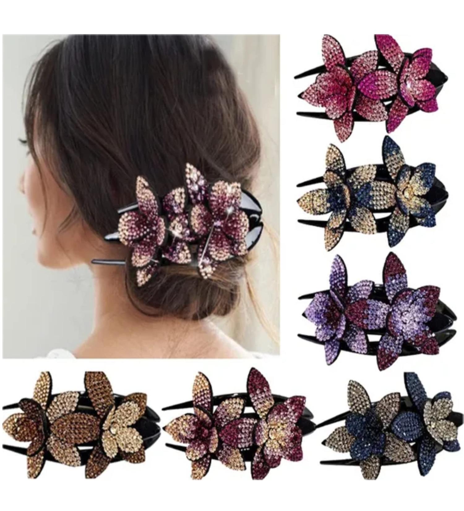 6 Rhinestone Flower Hair Clips for Women - Vintage Slipproof Pearl Clipper Jewelry - Perfect for Brides - Buy Online on GoSupps.com