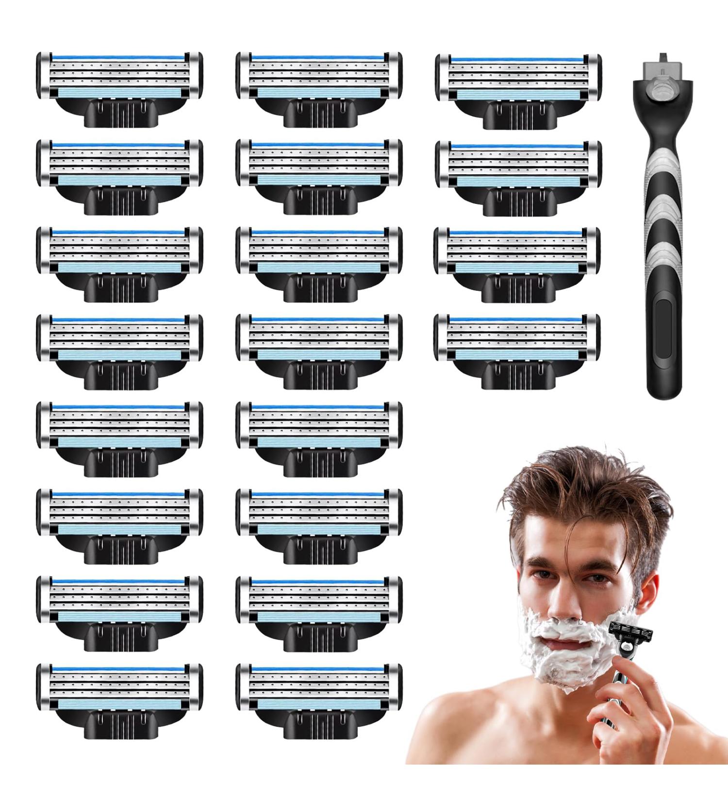 FCXQG 20-Pack Men's Razor Blades | Triple Blade Wet Razor Refills for Professional Shaving & Beard Grooming - Buy Online on GoSupps.com