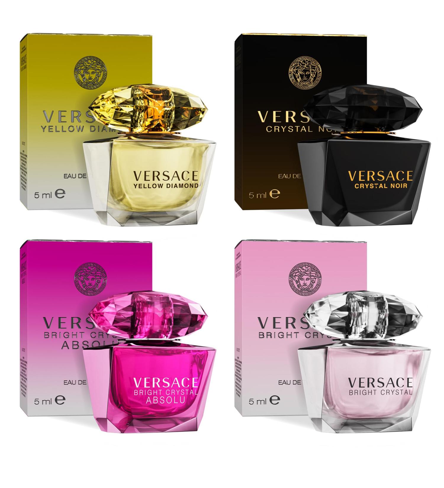 Versace Perfume for Women Set of 4 Mini Bright Crystal Yellow Diamond Crystal Noir Bright Crystal Absolu Perfume for Women Fragrance Sampler Set Designer Womens Samples (4 Count 0.17 oz) - Buy Online on GoSupps.com