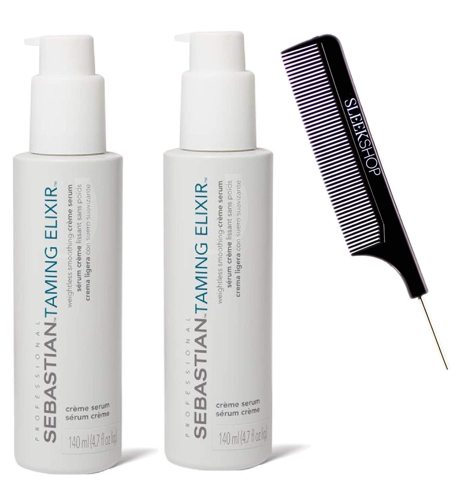 Tame SEBASTlAN TAMING ELIXIR Sebman Weightless Smoothing-Creme Serum (with Sleek Steel Pin Tail Comb) Professional Cream Hair Gel (4.7 OUNCE (Pack of 2))
