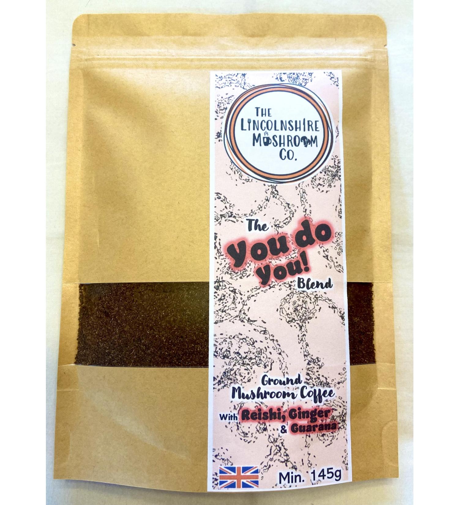 Reishi Ginger & Guarana Adaptogenic Ground Mushroom Coffee 145g Bag- The You Do You Blend- by The Lincolnshire Mushroom Co.