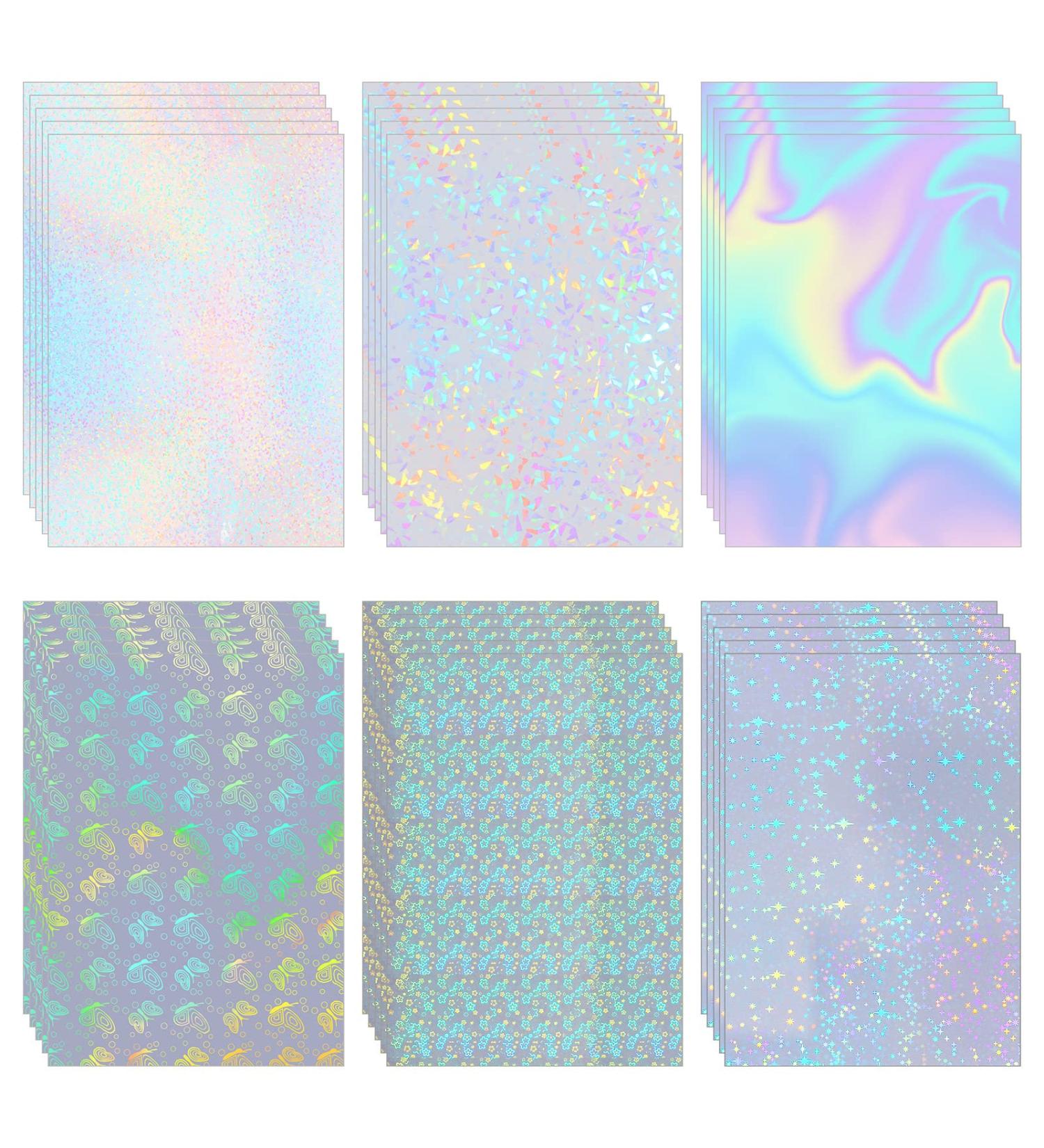 30 Sheets Holographic Vinyl Overlay - Transparent Holographic Adhesive Laminate for Stickers - A4 Size 8.3 x 11.7 Inches - Buy Online on GoSupps.com