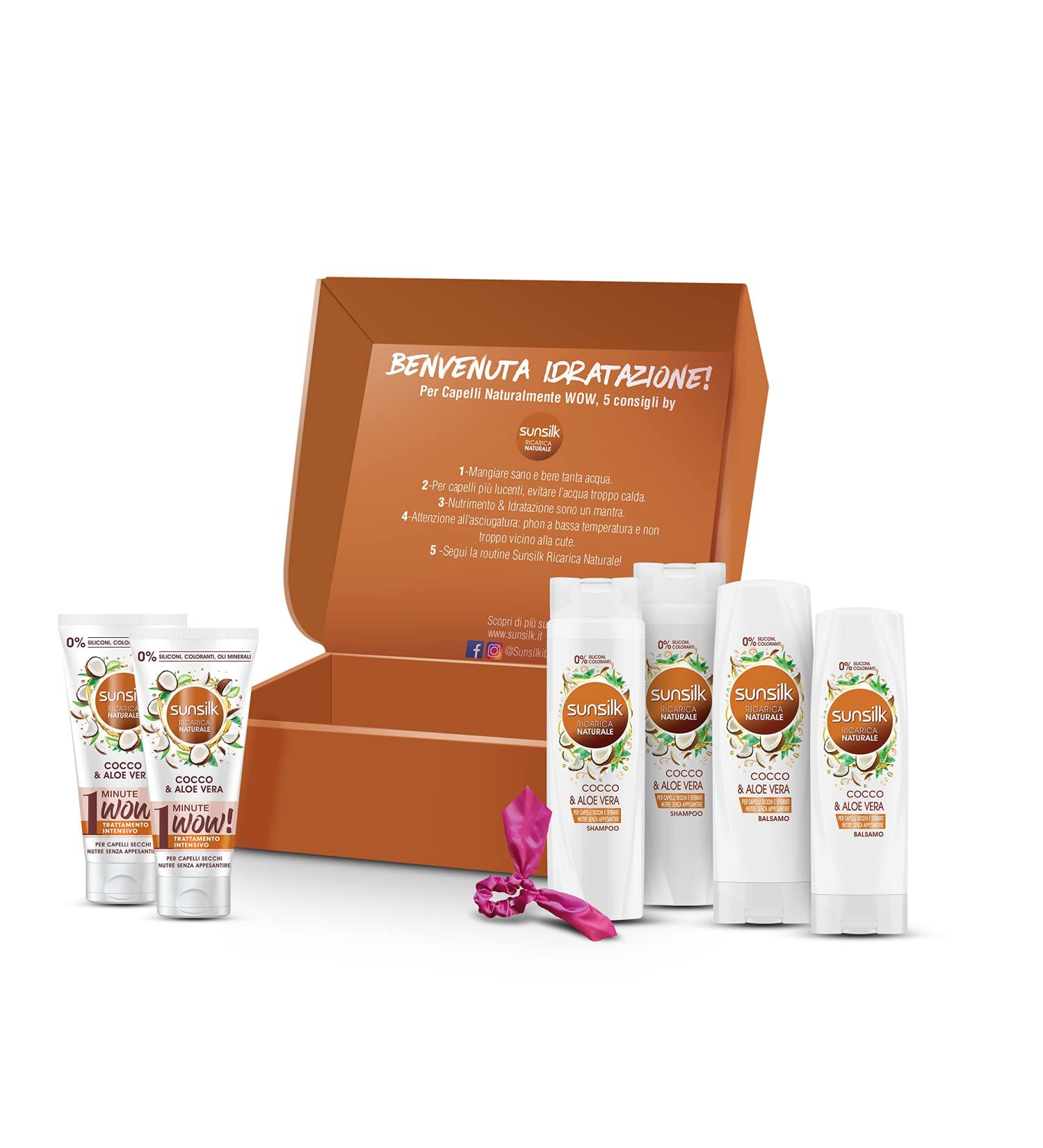  Sunsilk Sunsilk Natural Coconut and Aloe Vera Refill Gift Set Gift Idea for Women with 2 x 250ml Shampoos 2 x 200ml Conditioners 2 x 180ml Intensive Treatments 1 Hair Tie - Buy Online on GoSupps.com