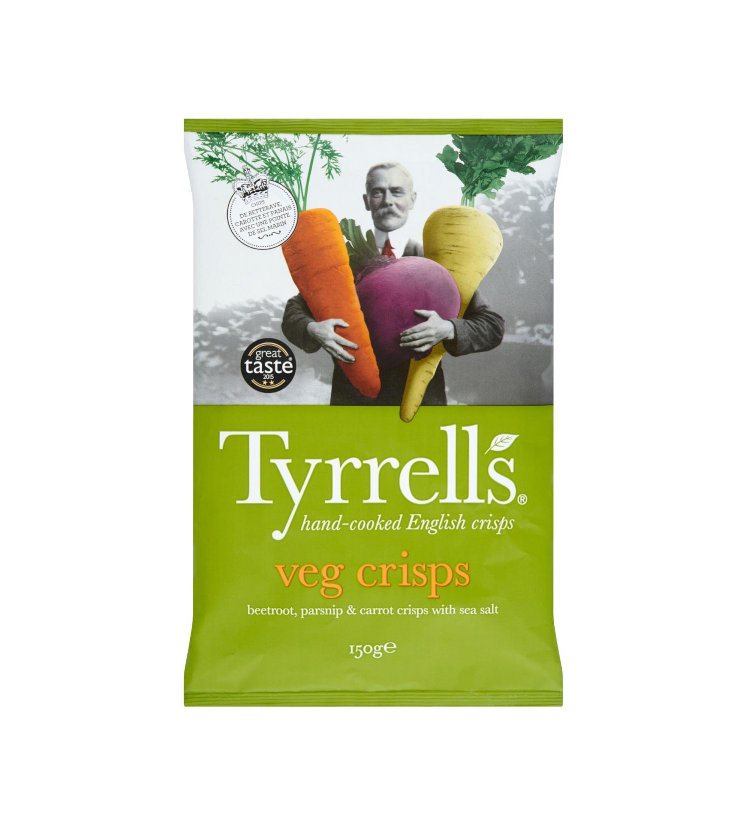 Tyrrell's Vegetable Crisps Beetroot/Parsnip/Carrot with Pinch of Salt 150g - Buy Online on GoSupps.com