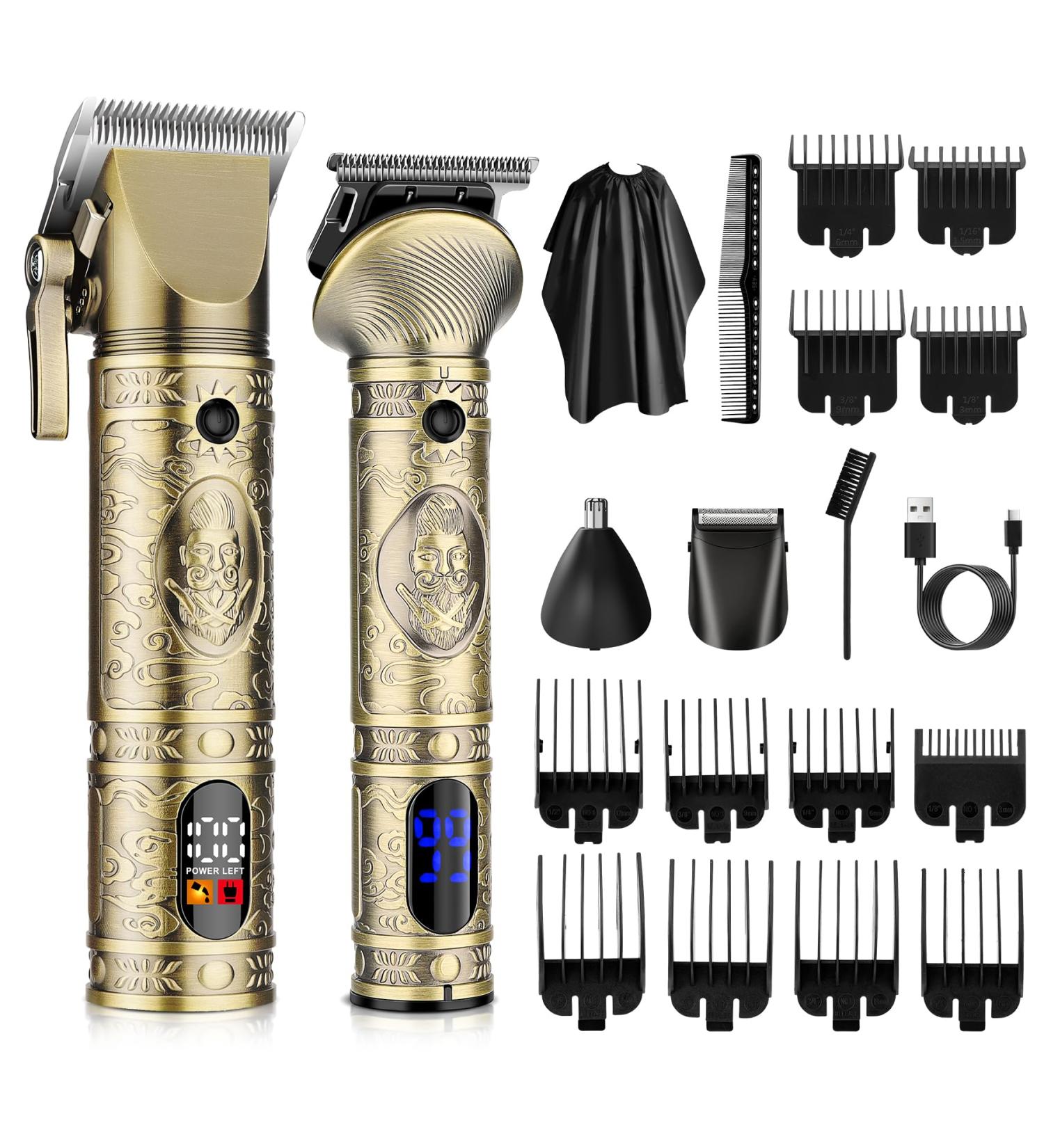 Suttik Professional Hair Clippers for Men 3 in 1 Beard Trimmer/Nose Hair Trimmer/Electric Shaver Clippers and Trimmers Set USB Rechargeable Grooming Kit Mens Gifts Gold1 - Buy Online on GoSupps.com