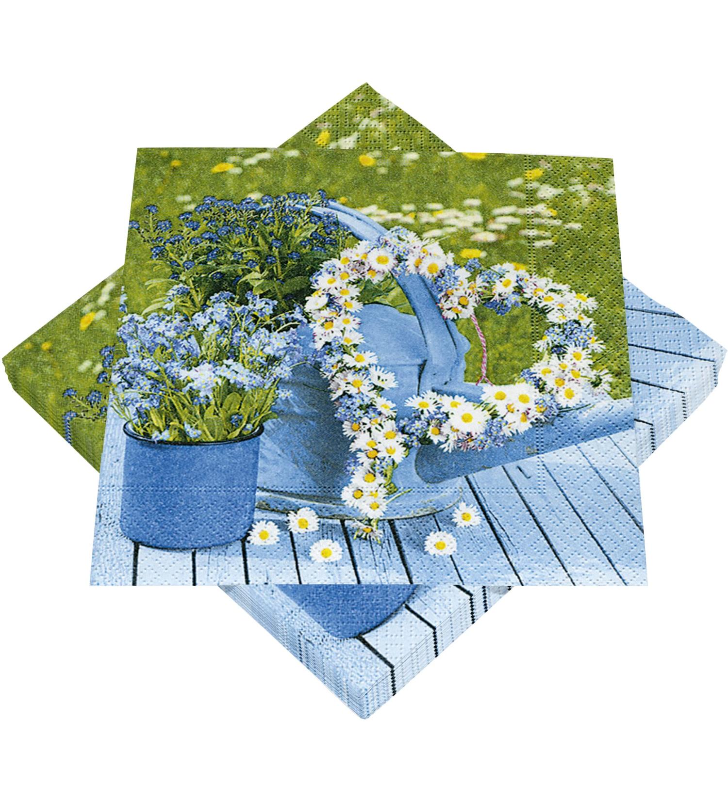 HEKU 100 napkins 3-ply 33x33cm flower heart I Absorbent and practically packaged I Ideal for special occasions 33x33cm flower heart