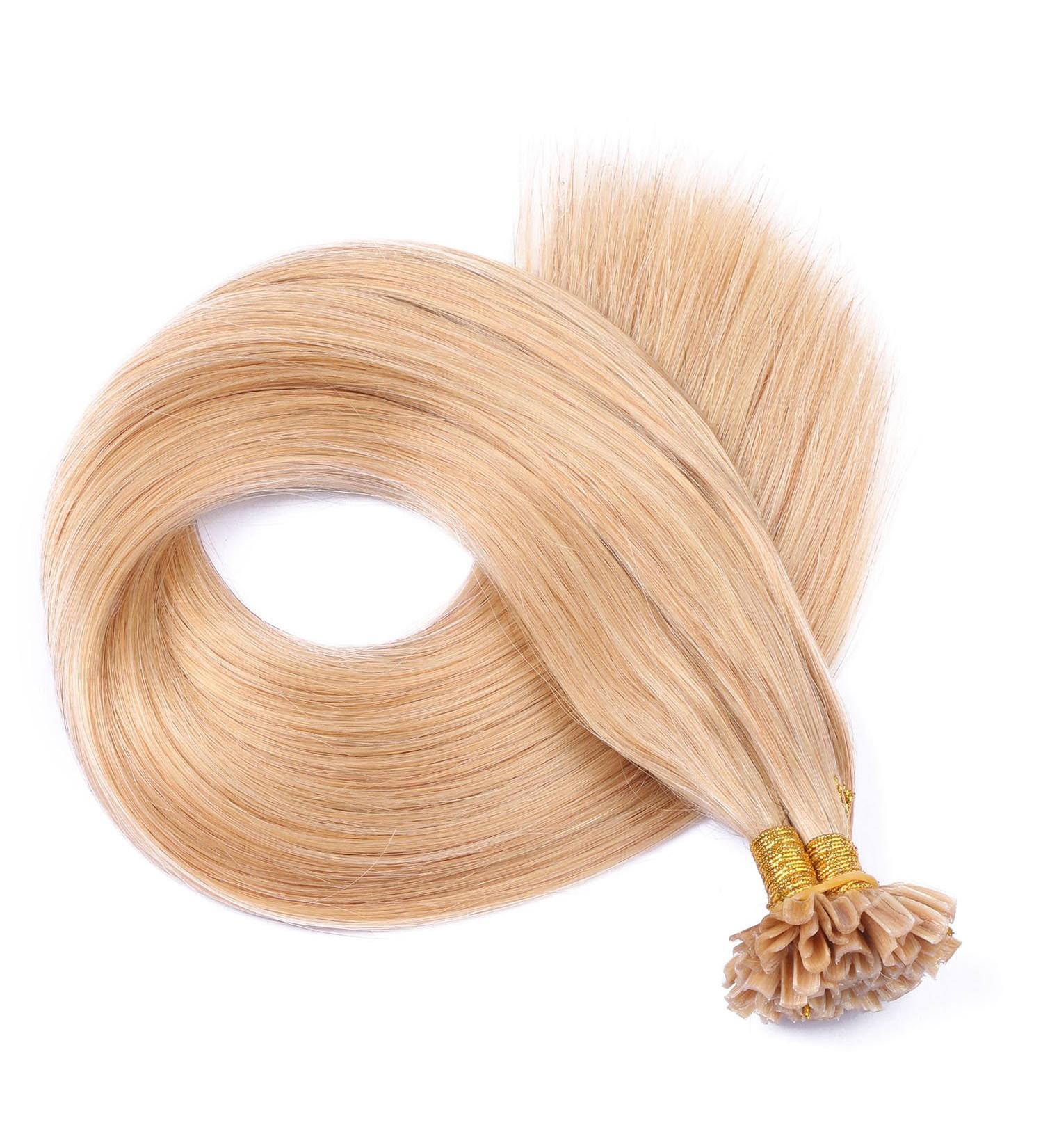 Premium 100% Remy Hair Extensions - Keratin Bonding #18 Natural Ash Blonde - 40cm 25 Strands U-Tip - Novon Hair Extensions - Buy Online on GoSupps.com