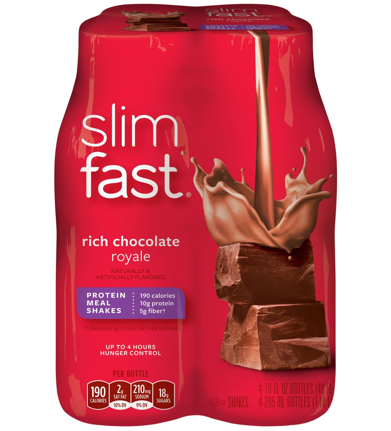 SlimFast Rich Chocolate Royale Ready To Drink Shakes - 4 Count Pack - Buy Online on GoSupps.com