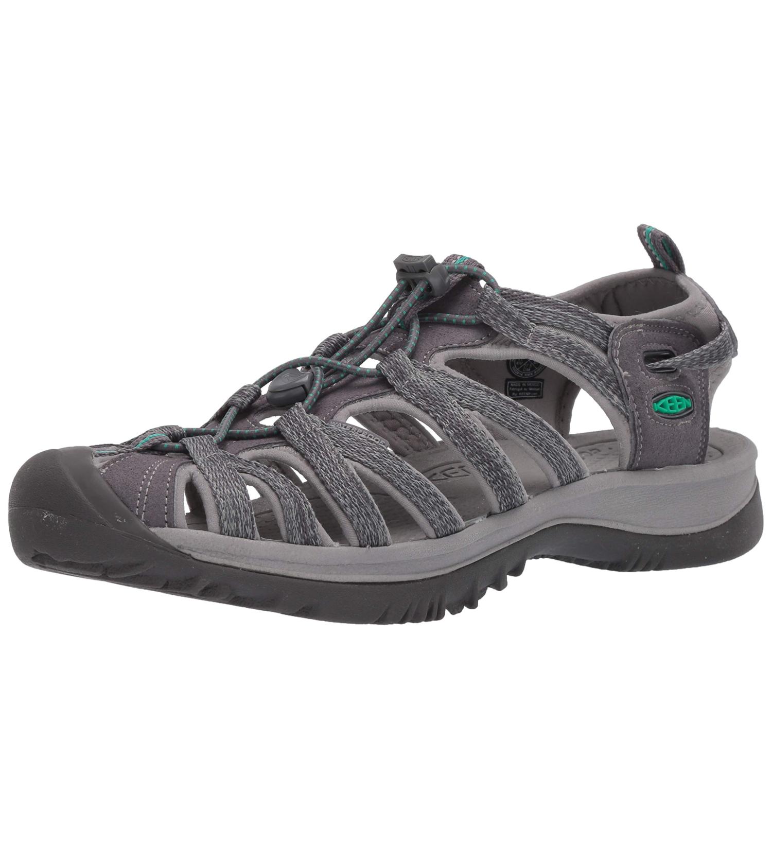 KEEN Women's Whisper Closed Toe Sport Sandals - Size 8 Medium - Grey/Peacock Green - Buy Online on GoSupps.com